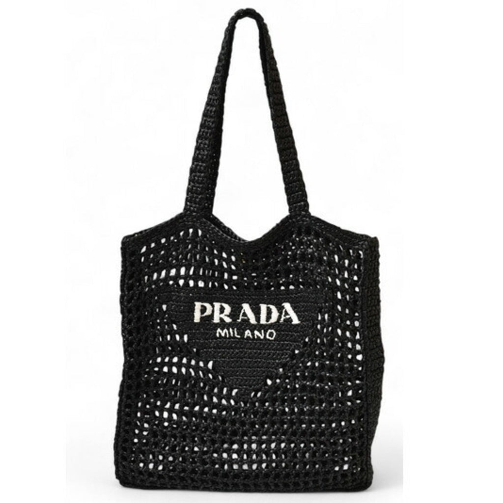 Prada Black Straw Tote Bag