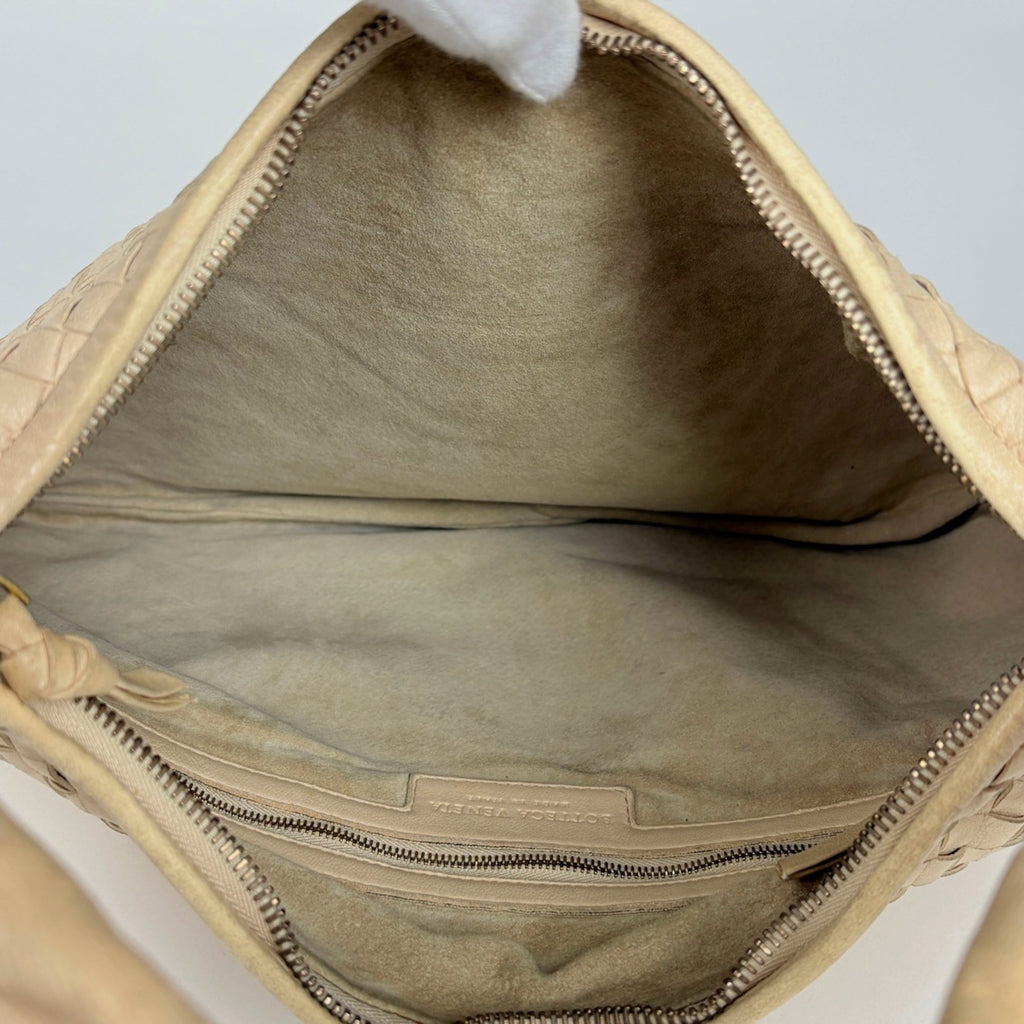 Bottega Veneta Intrecciato Light Beige Leather Handbag Shoulder Bag