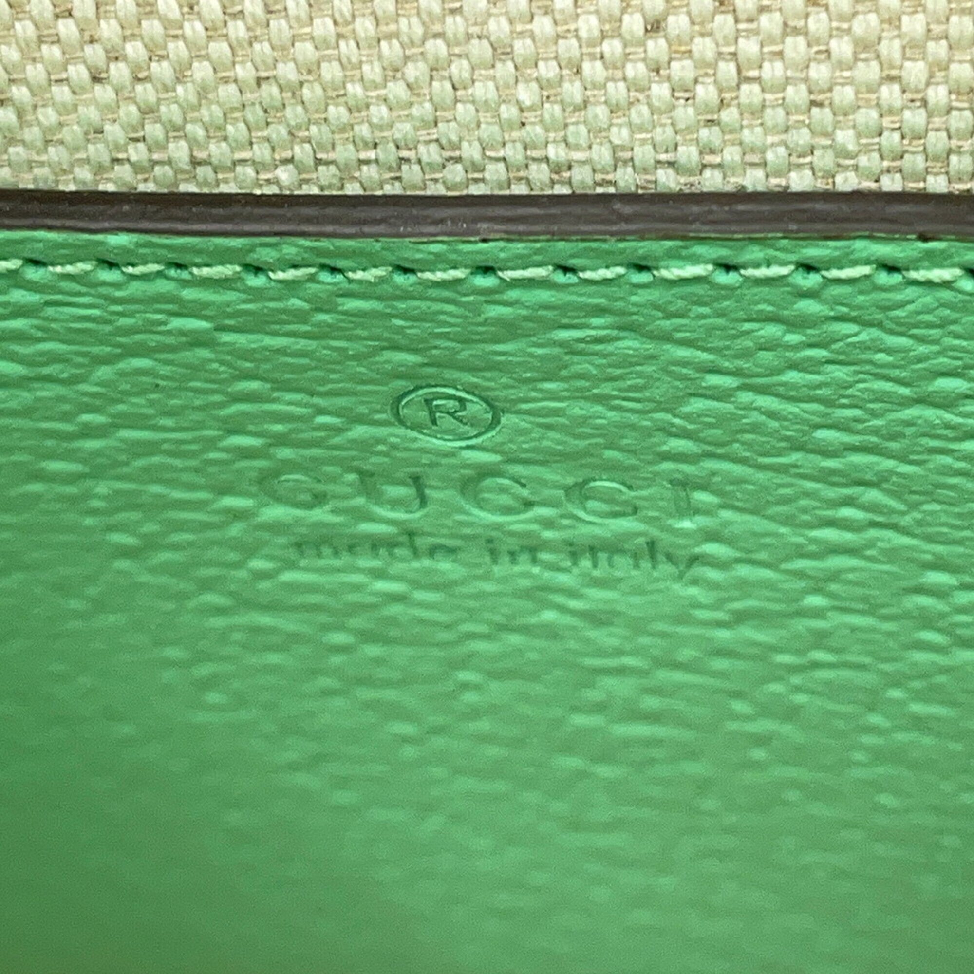 Gucci Gg Canvas Beige Light Green Gg Canvas Leather Handbag Shoulder Bag (Pre-Owned)