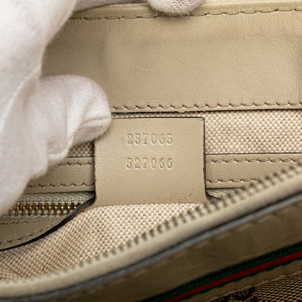 Gucci Gg Canvas Beige Gg Canvas Leather Shoulder Bag (Pre-Owned)