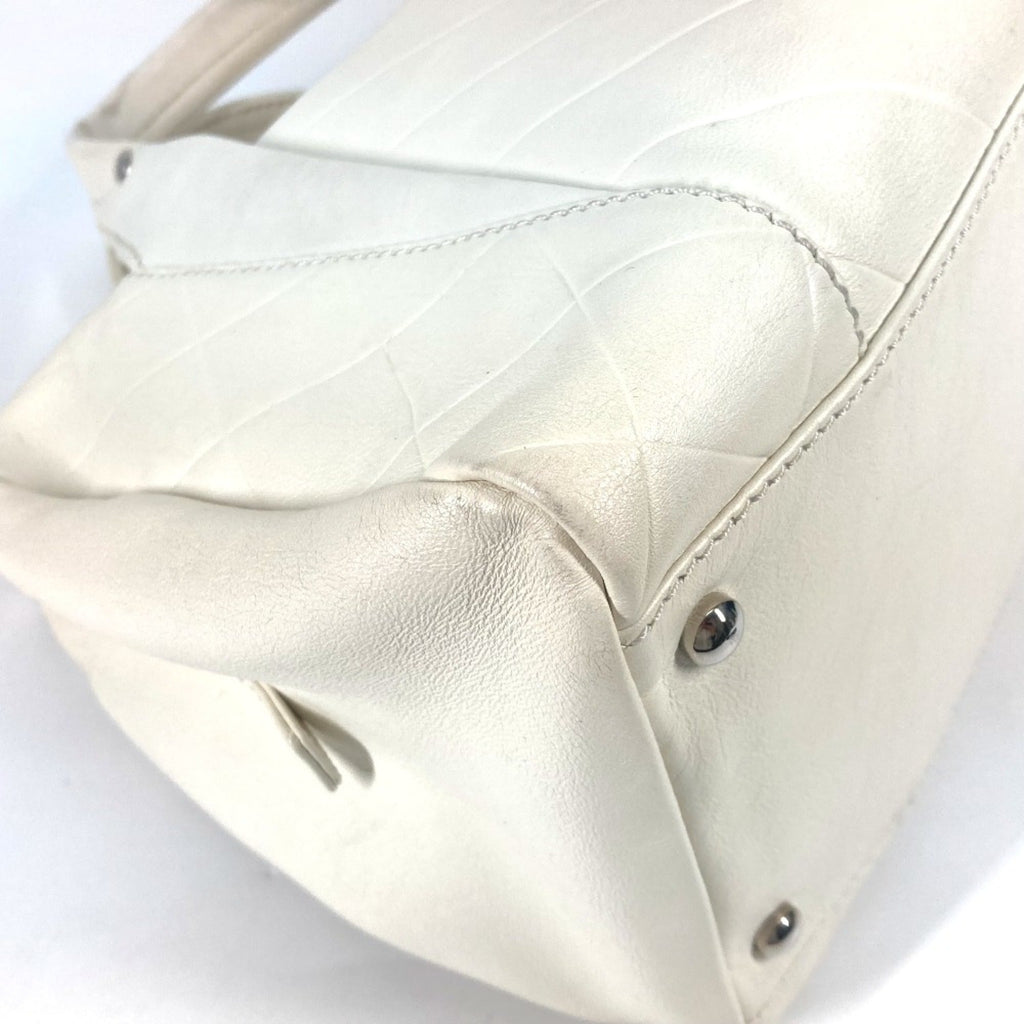 Chanel White Leather Boston Bag
