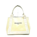 Balenciaga White Canvas Leather Handbag Tote