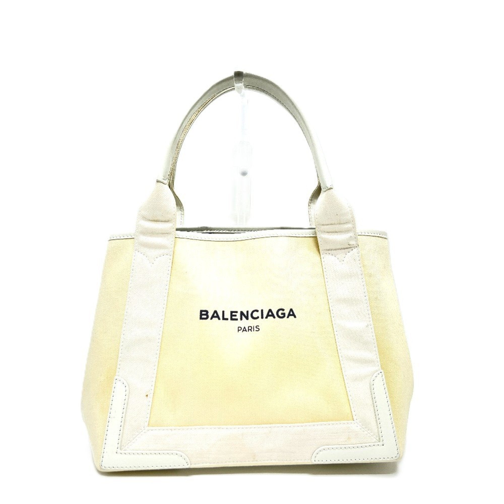 Balenciaga White Canvas Leather Handbag Tote