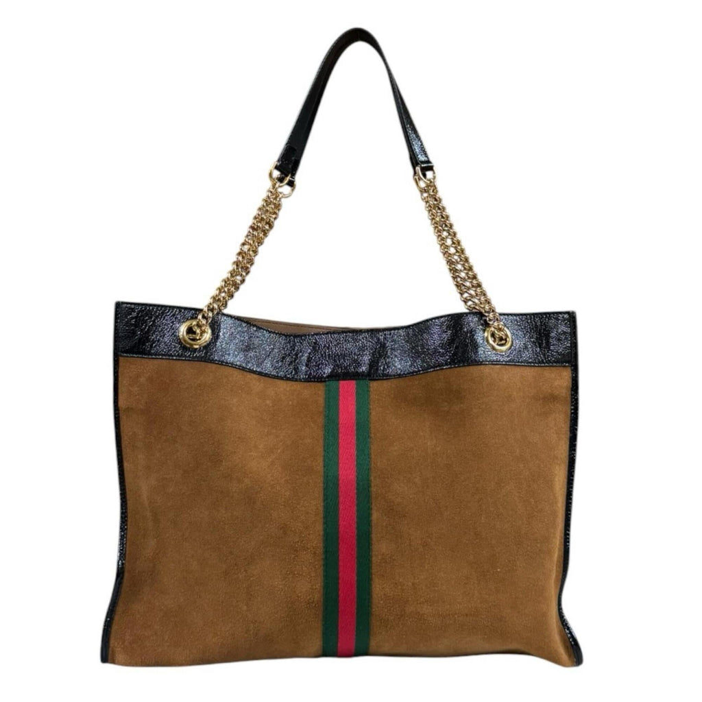 Gucci Black Brown Suede Leather Pouch Tote Bag (Pre-Owned)