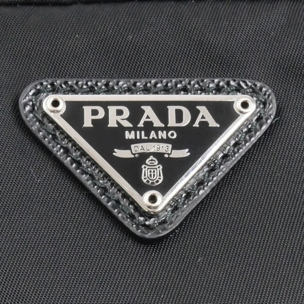 Prada Black Leather Nylon Pouch