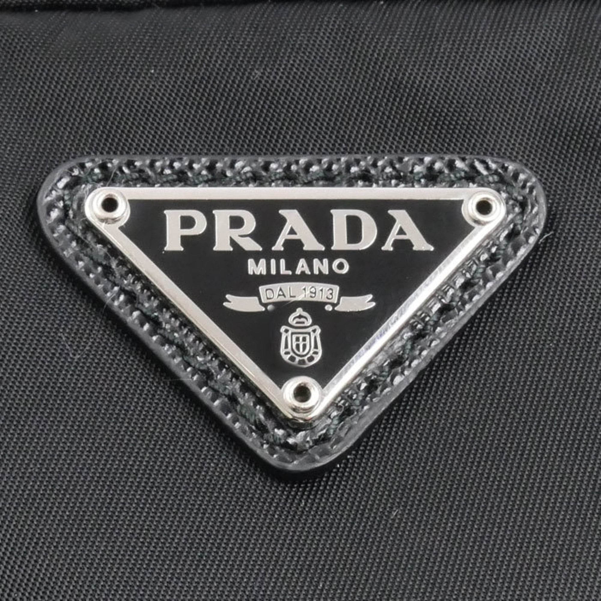Prada Black Leather Nylon Pouch