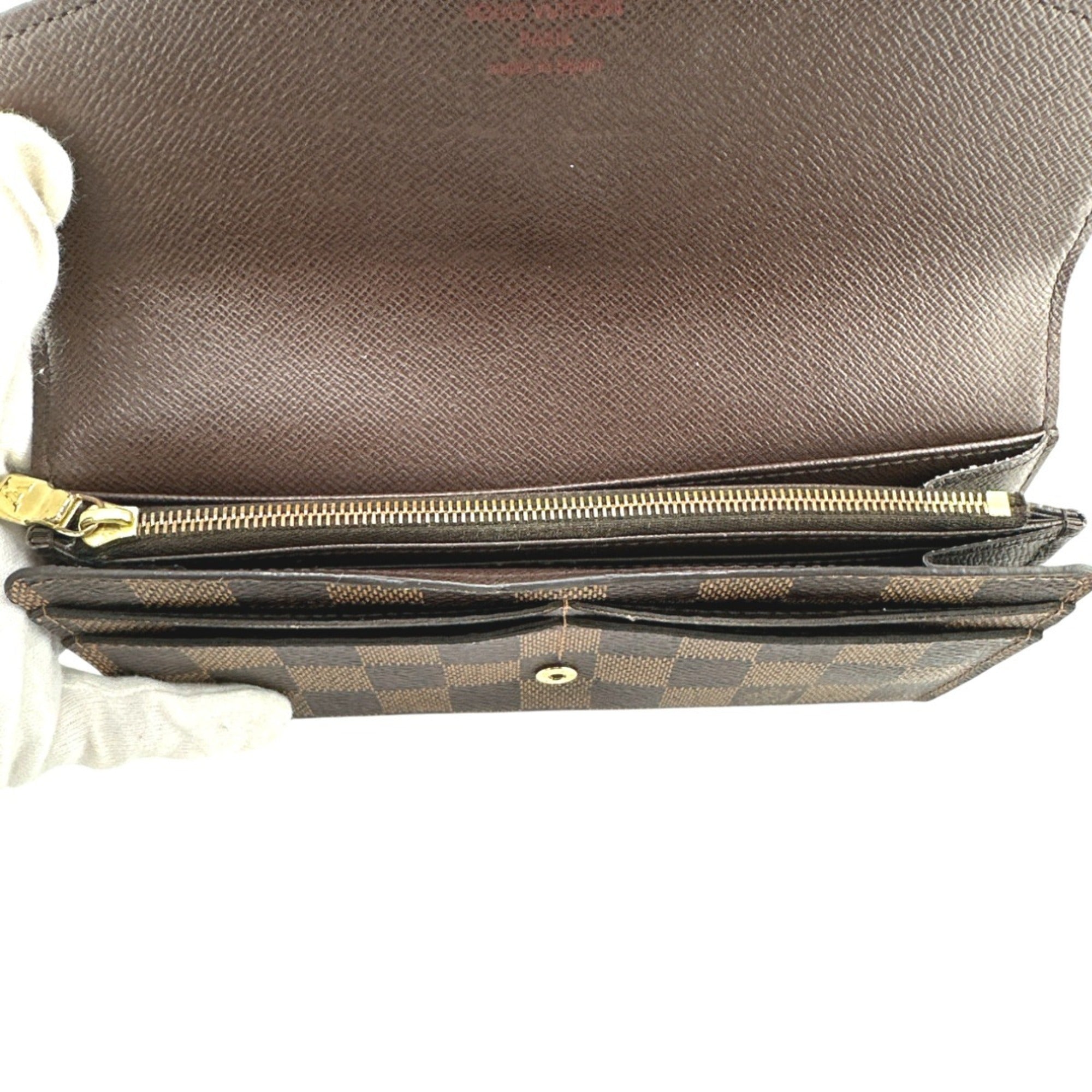Louis Vuitton Brown Damier Canvas Long Wallet (Tri-Fold)