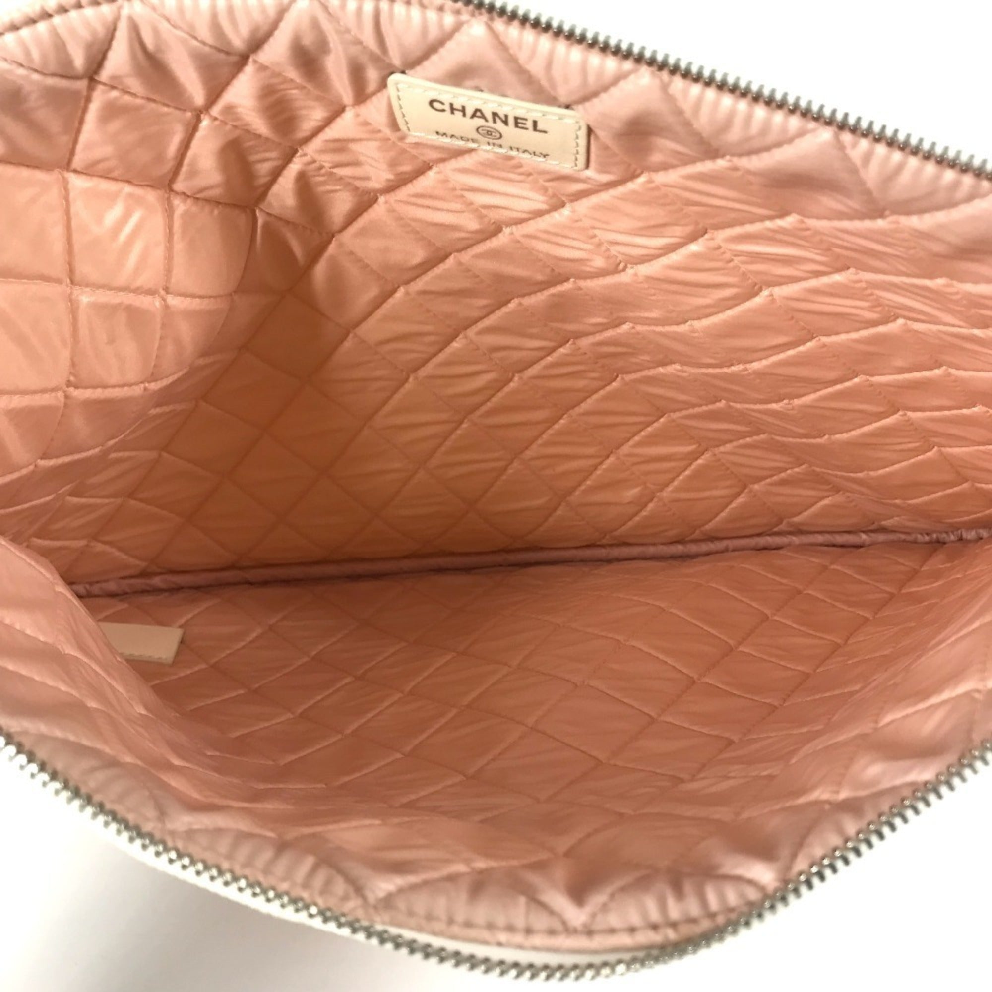 Chanel Blue Pink White Canvas Clutch Bag Pouch