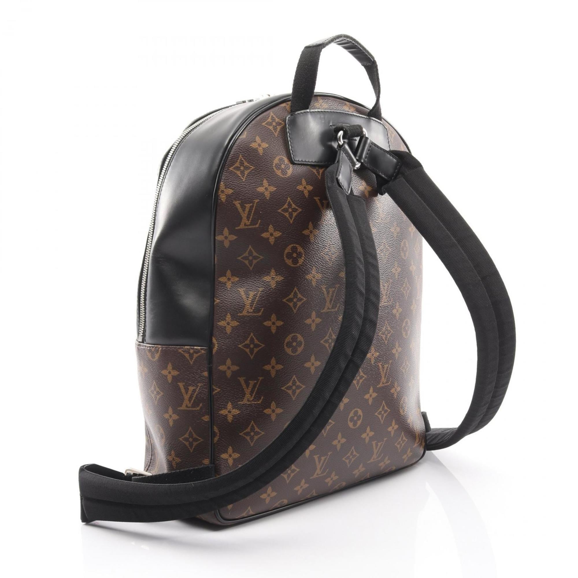 Louis Vuitton Black Brown Coated Canvas Leather Backpack