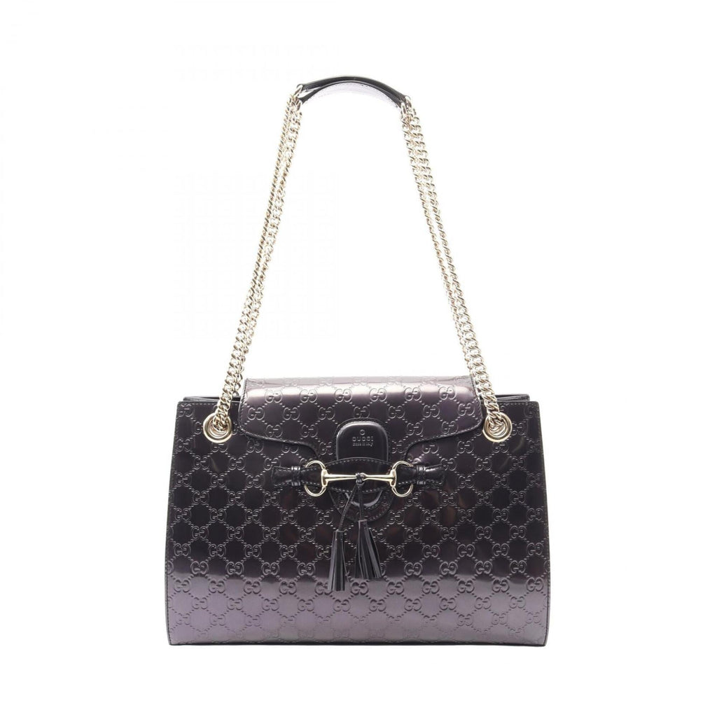 Gucci Purple Leather Handbag Shoulder Bag (Pre-Owned)