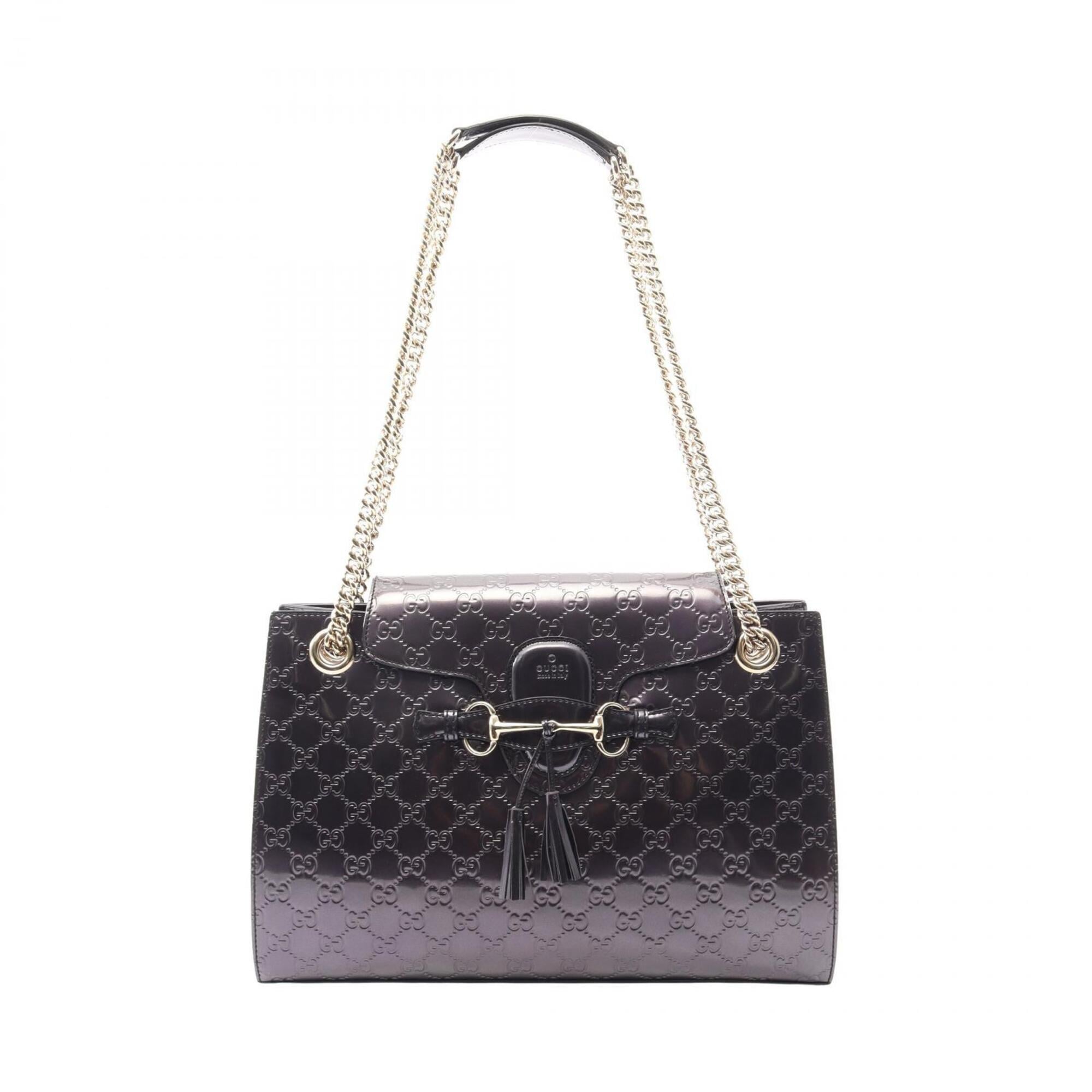Gucci Purple Leather Handbag Shoulder Bag (Pre-Owned)