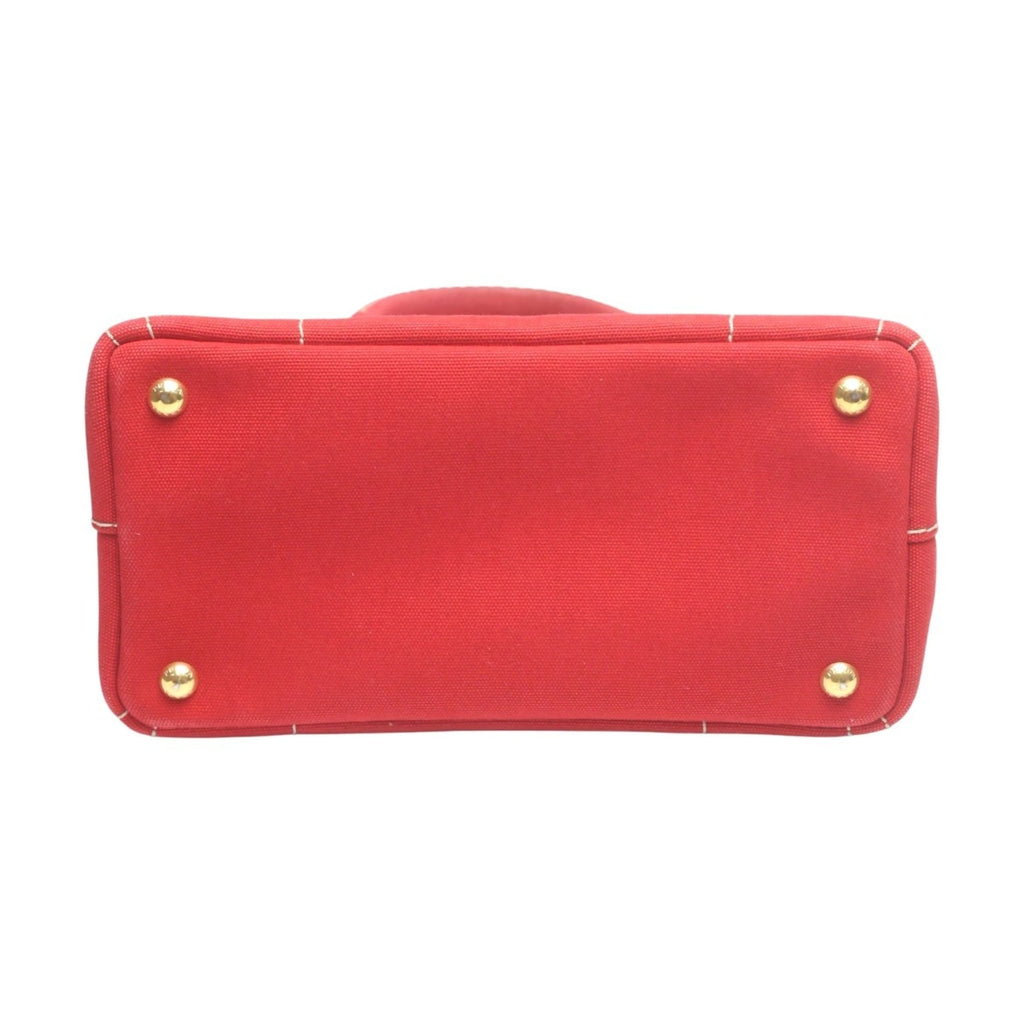 Prada Red Color Canvas Tote Bag