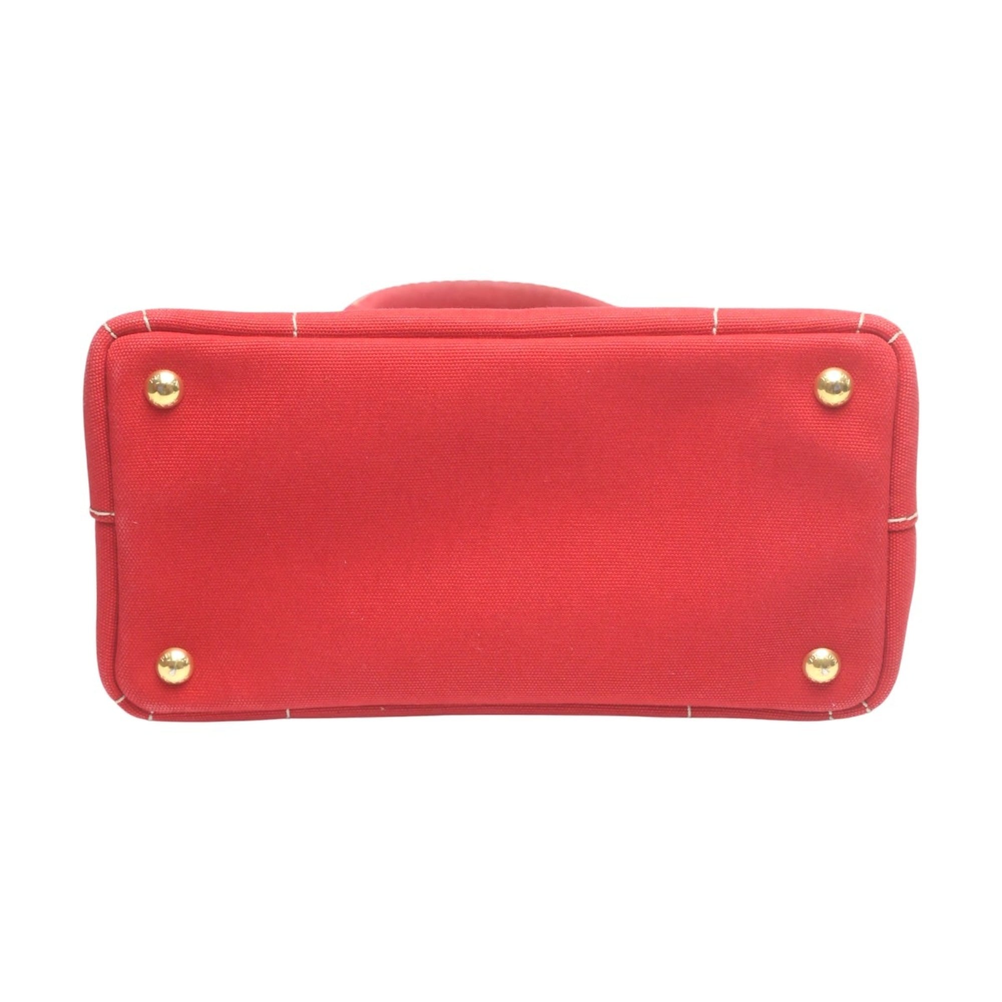 Prada Red Color Canvas Tote Bag