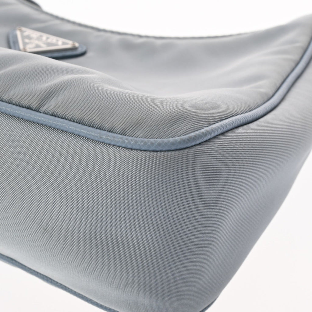 Prada Blue Light Blue Gray Nylon Shoulder Bag