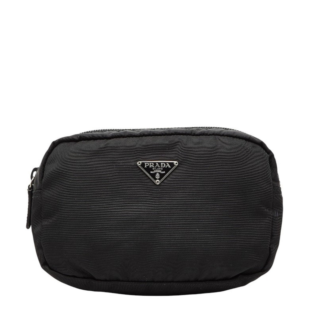 Prada Black Nylon Leather Pouch