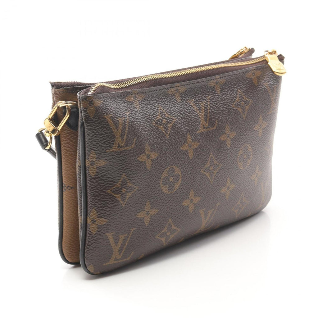 Louis Vuitton Beige Brown Monogram Reverse Pvc Coated Canvas Leather Pochette Shoulder Bag