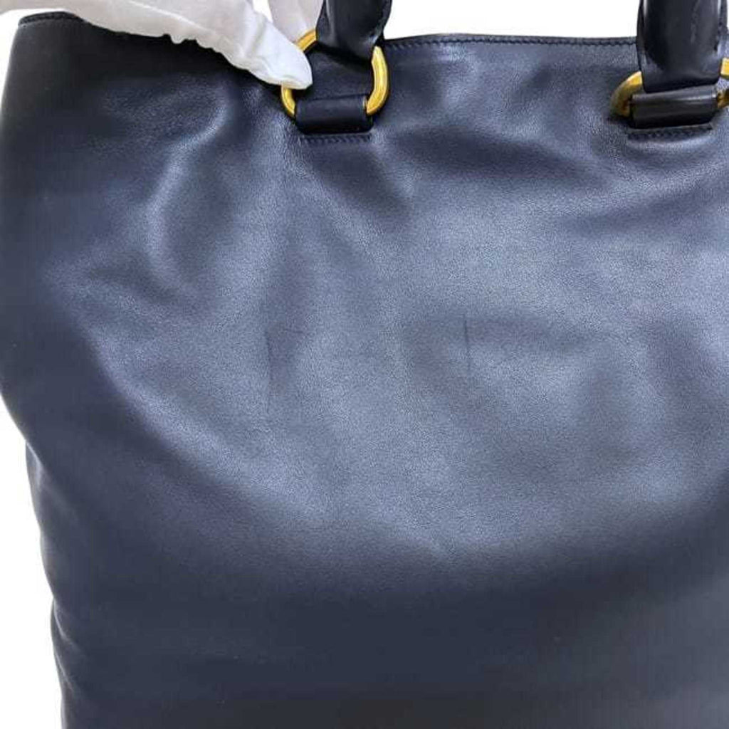 Prada Navy Leather Shoulder Bag Tote Bag