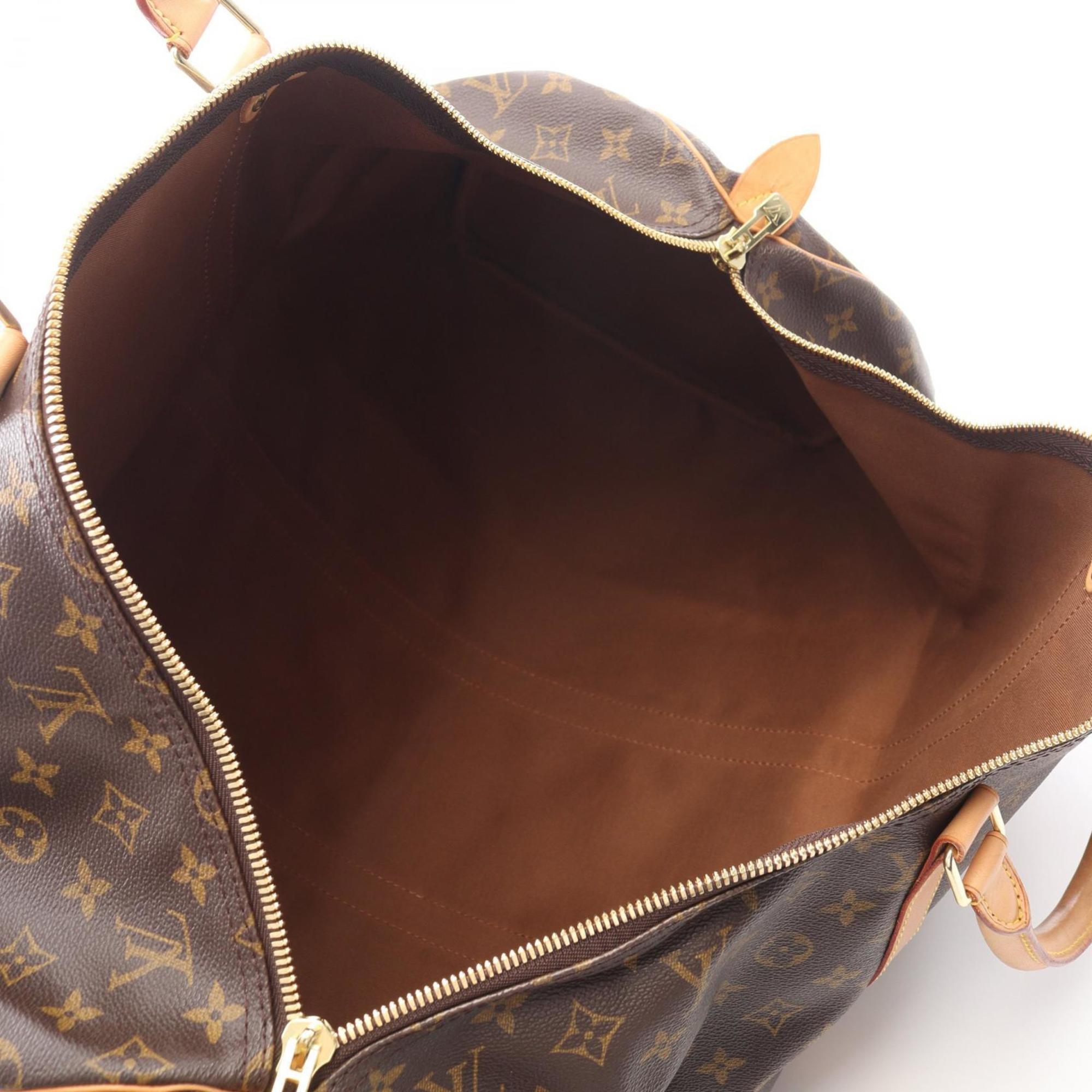 Louis Vuitton Brown Coated Canvas Leather Boston Bag Handbag