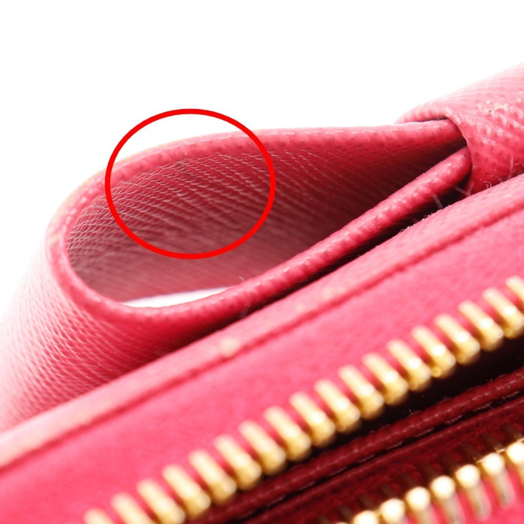 Prada Peonia Pink Saffiano Triangle Long Wallet (Bi-Fold)