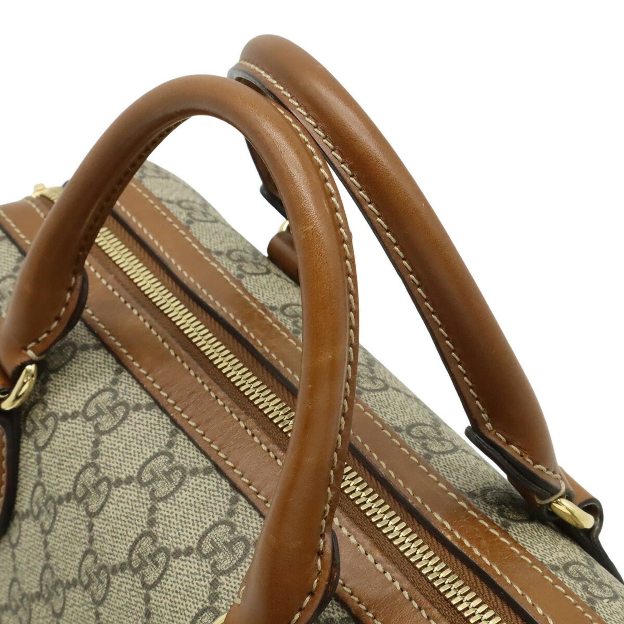 Gucci Beige Brown Gg Supreme Canvas Leather Handbag Shoulder Bag (Pre-Owned)