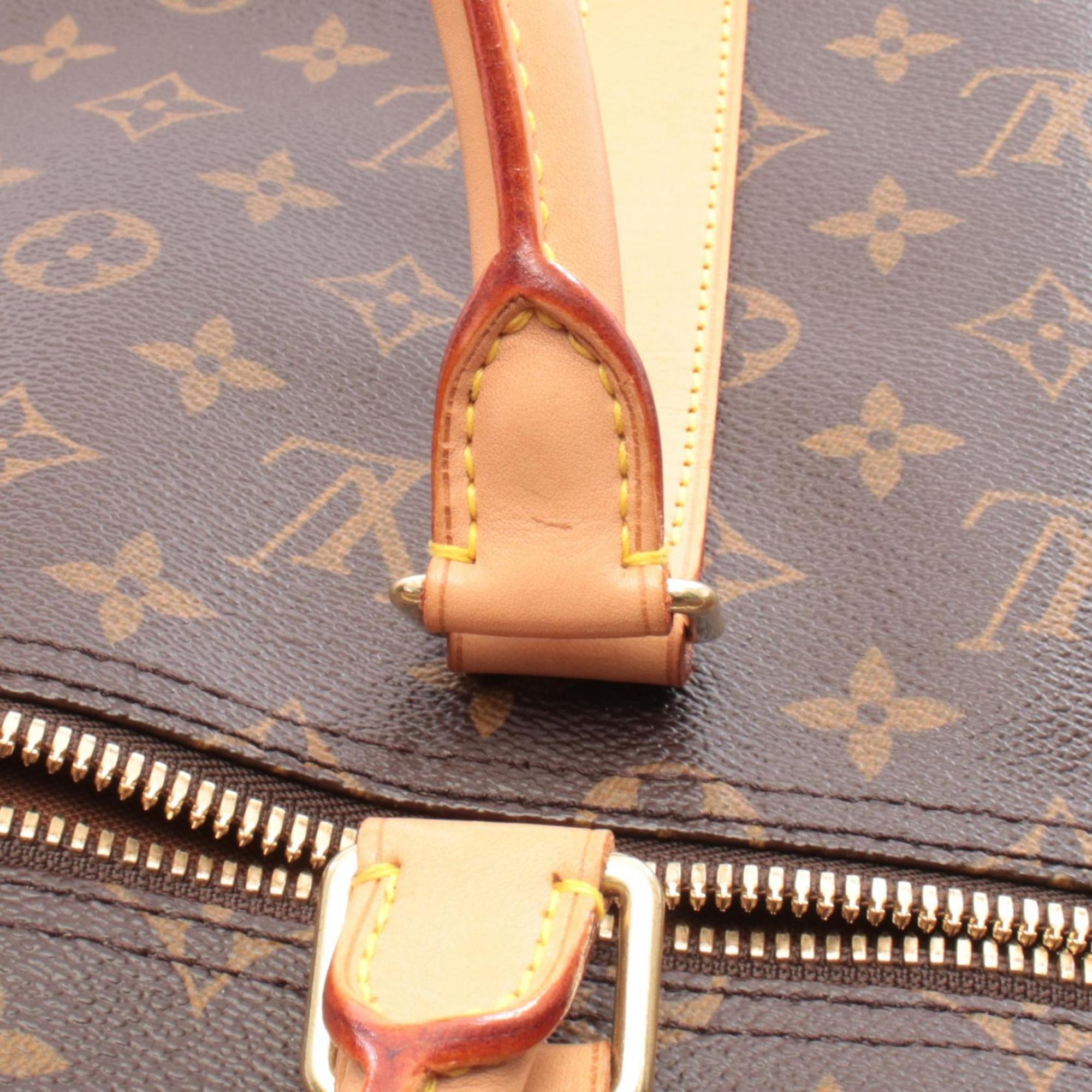 Louis Vuitton Brown Coated Canvas Pvc Monogram Leather Boston Bag Handbag