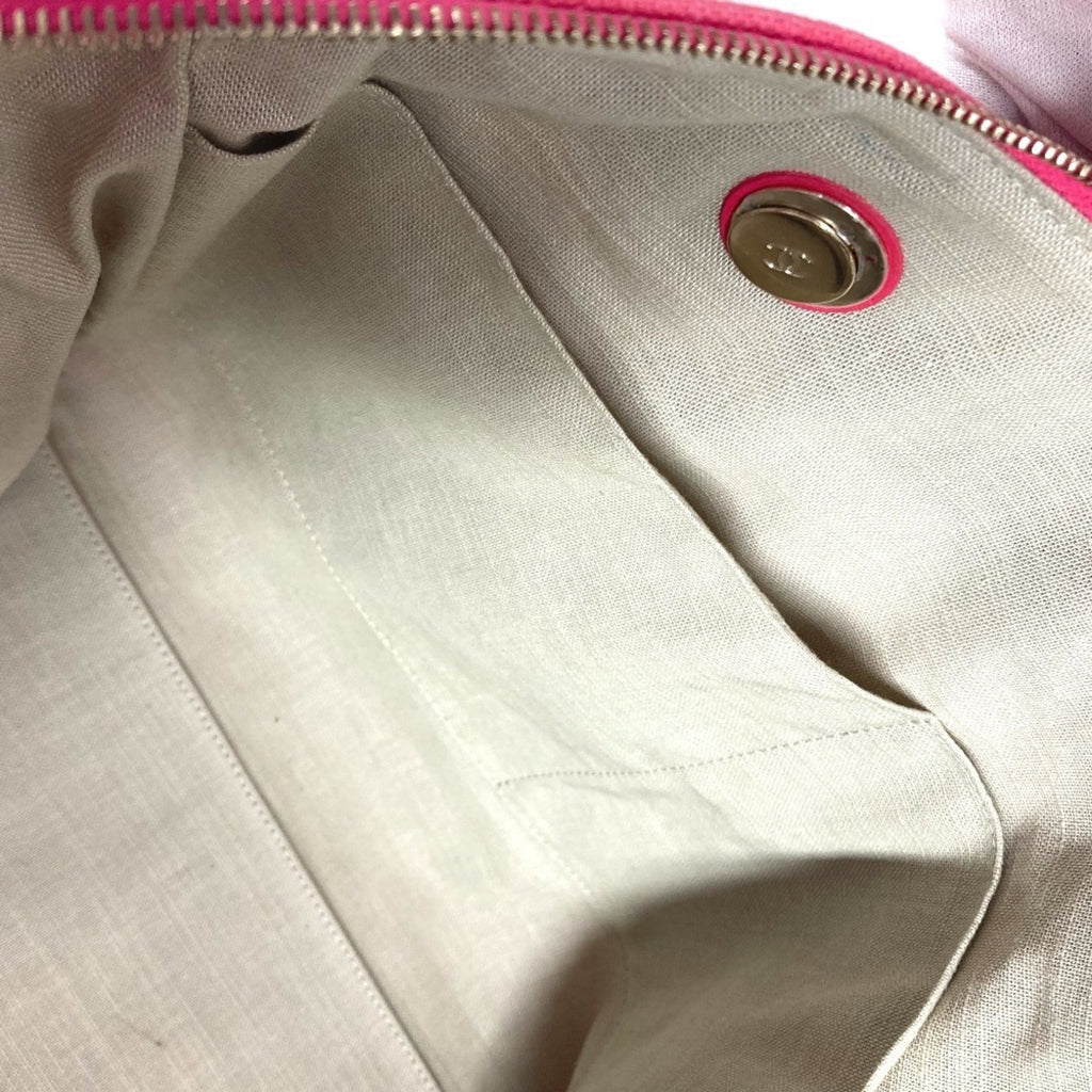 Chanel Pink Canvas Boston Bag Handbag Shoulder Bag