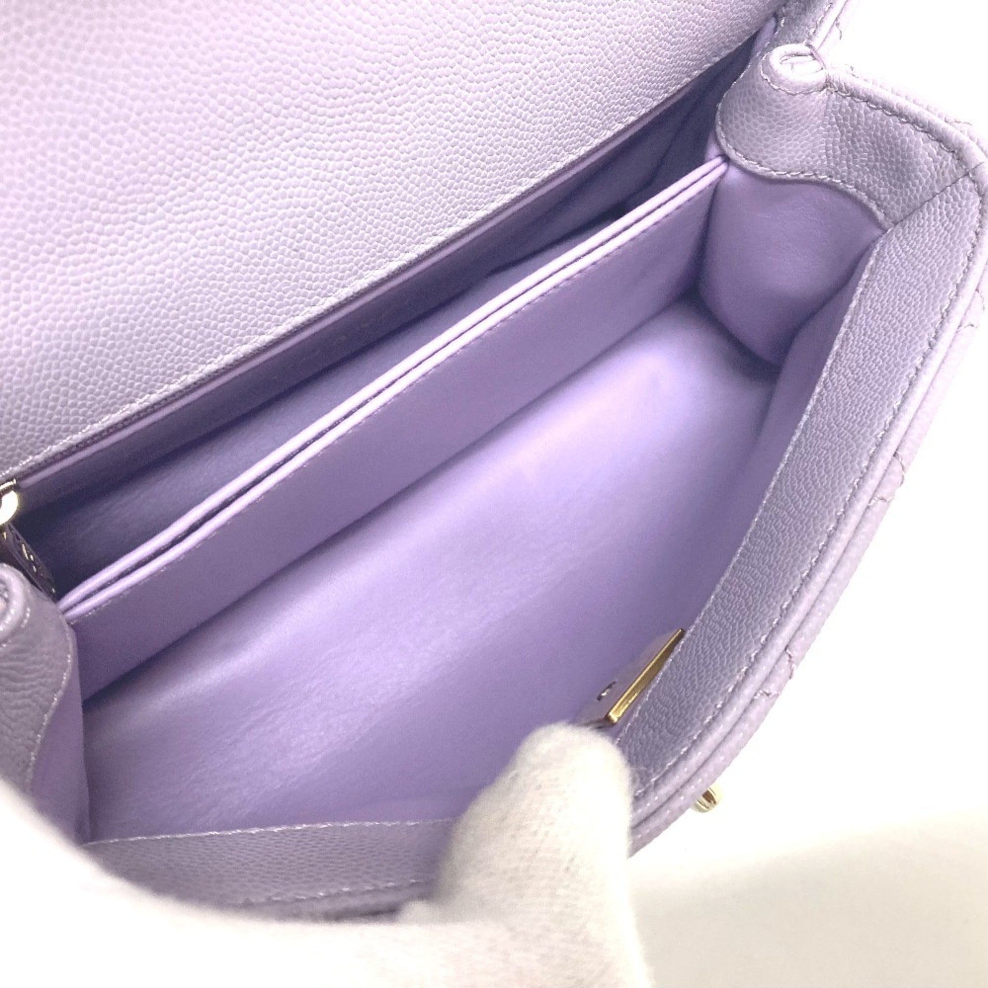 Chanel Purple Grained Calfskin Handbag Shoulder Bag