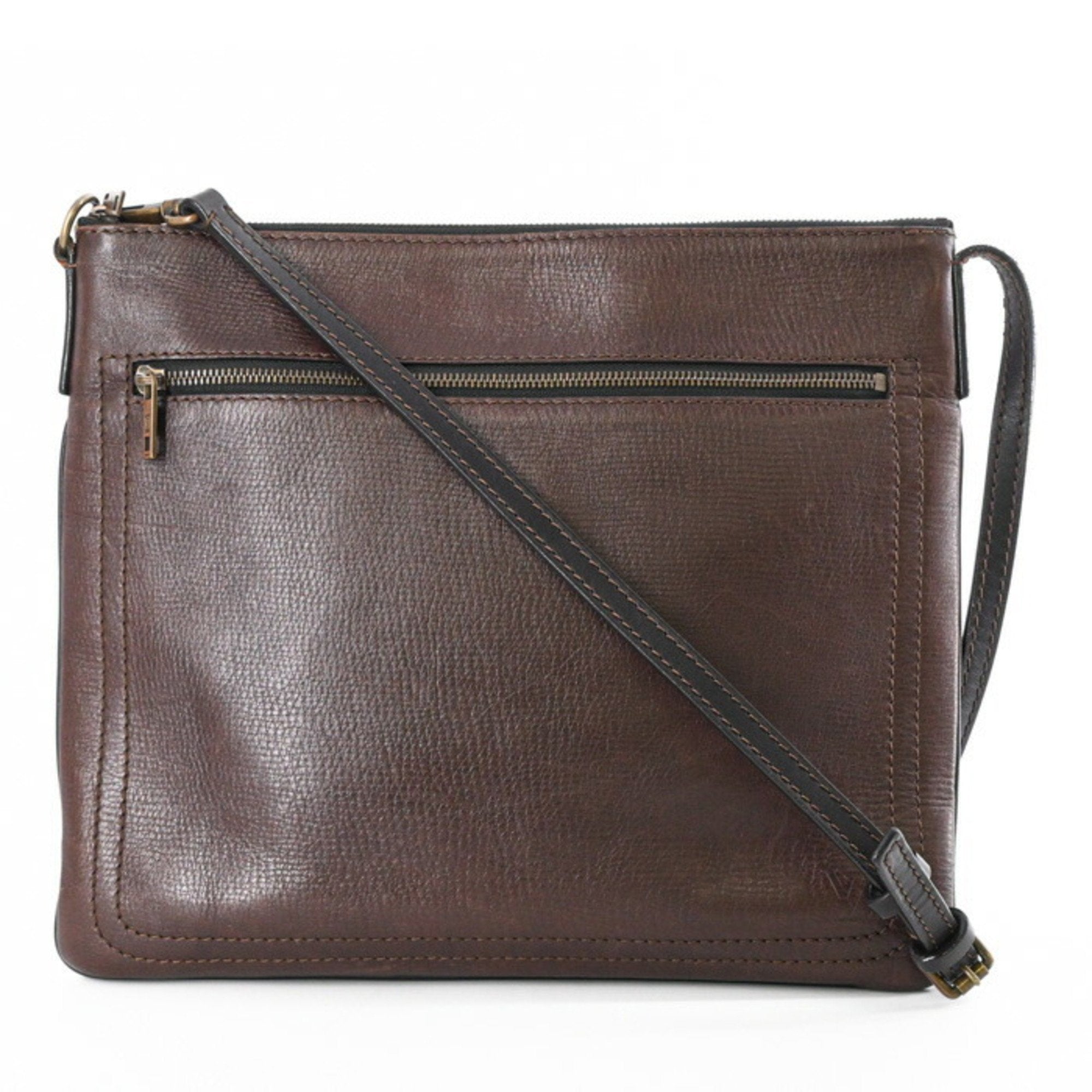 Louis Vuitton Dark Brown Leather Pochette Shoulder Bag