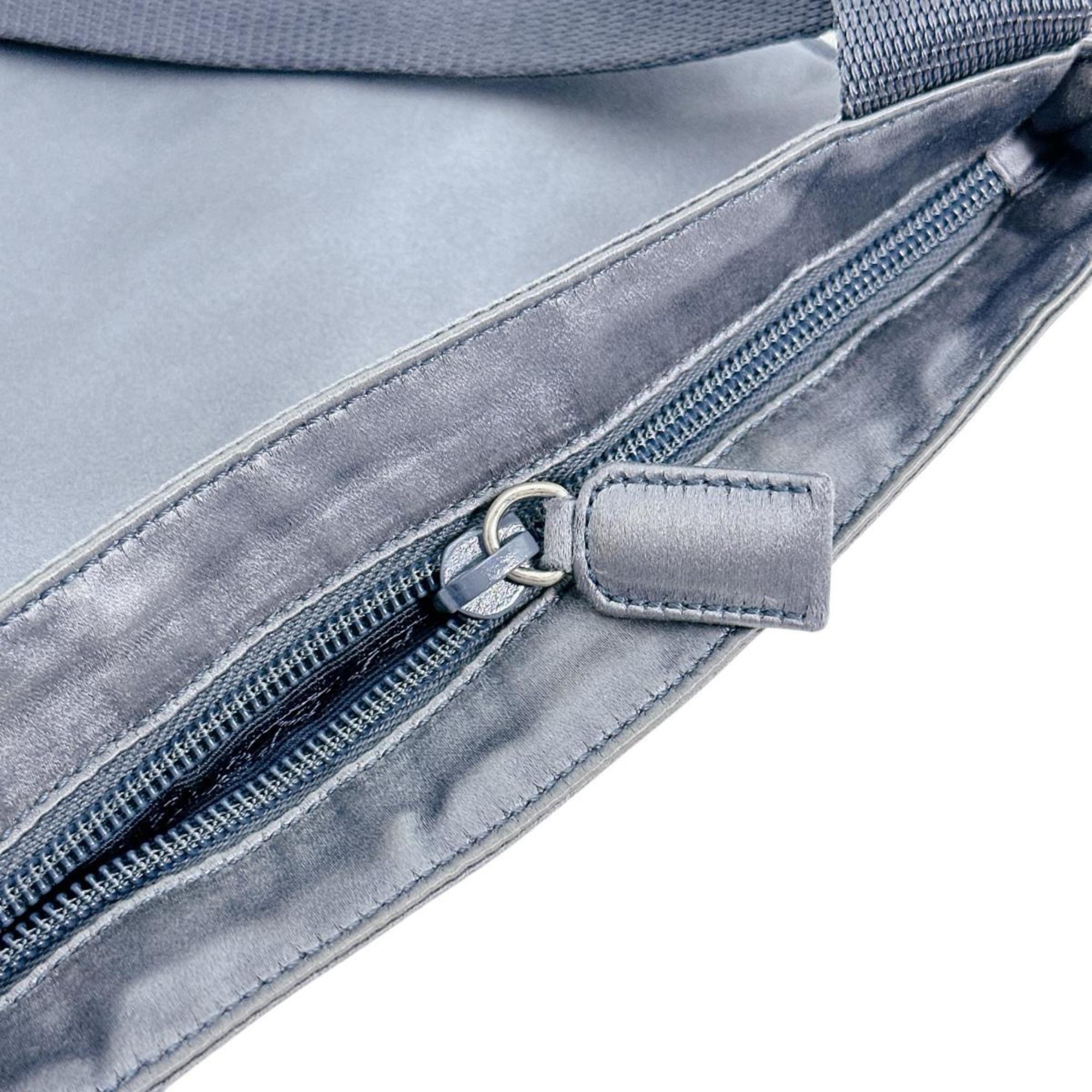 Prada Gray Satin Pochette Shoulder Bag