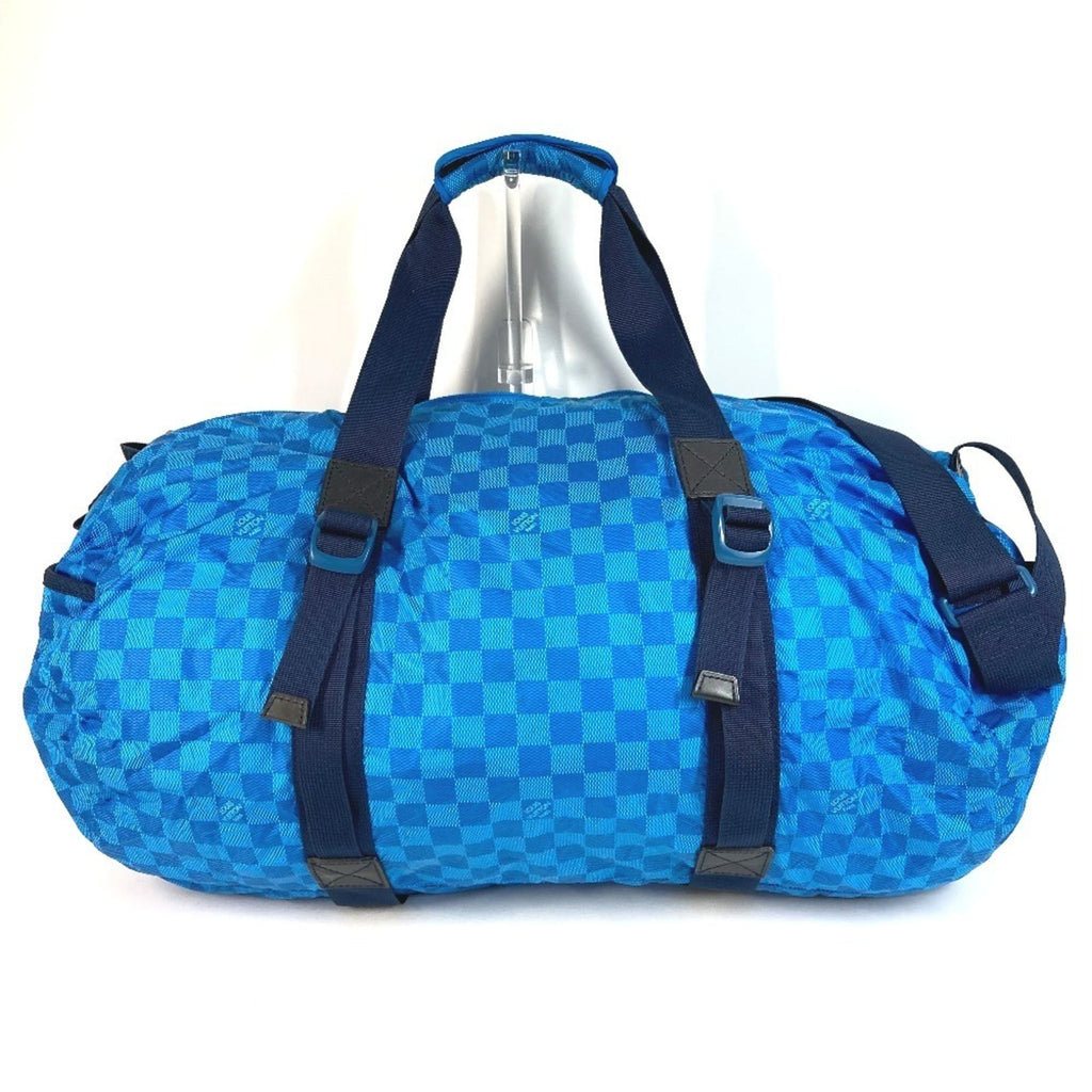 Louis Vuitton Black Blue Leather Nylon Boston Bag Shoulder Bag
