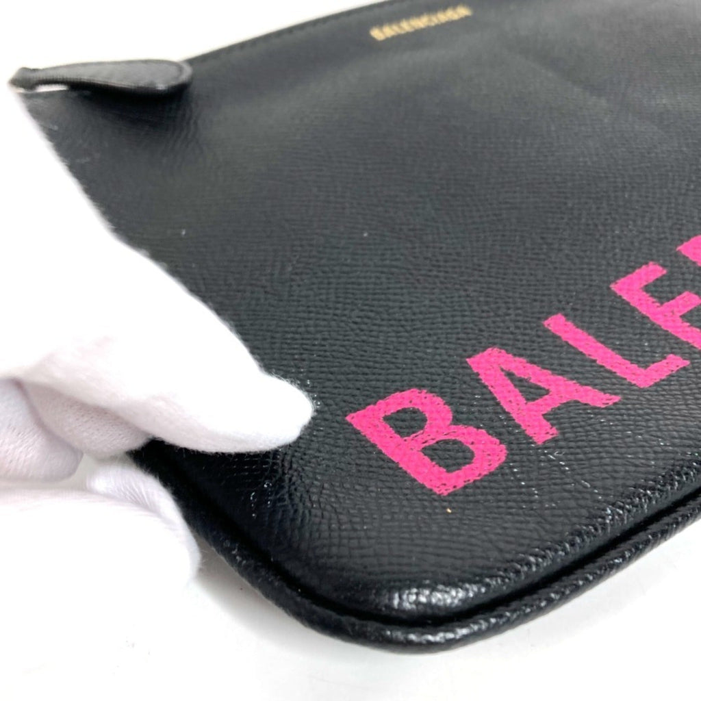 Balenciaga Black Pink Leather Clutch Bag Hand