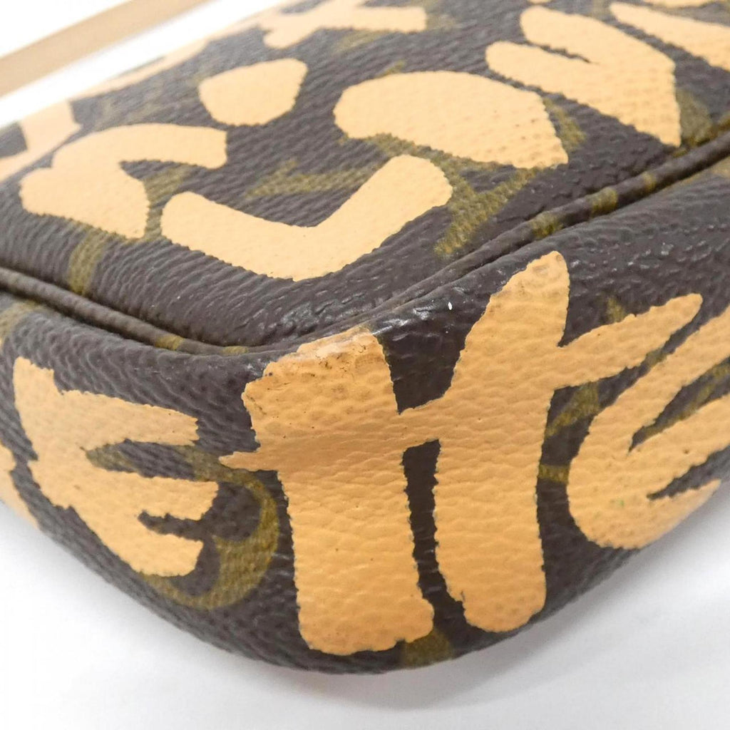 Louis Vuitton Marron Peach Coated Canvas Pochette Pouch