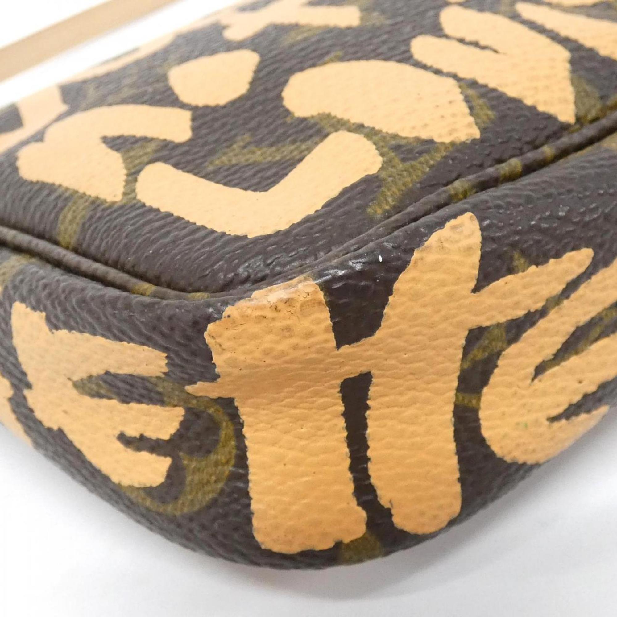 Louis Vuitton Marron Peach Coated Canvas Pochette Pouch