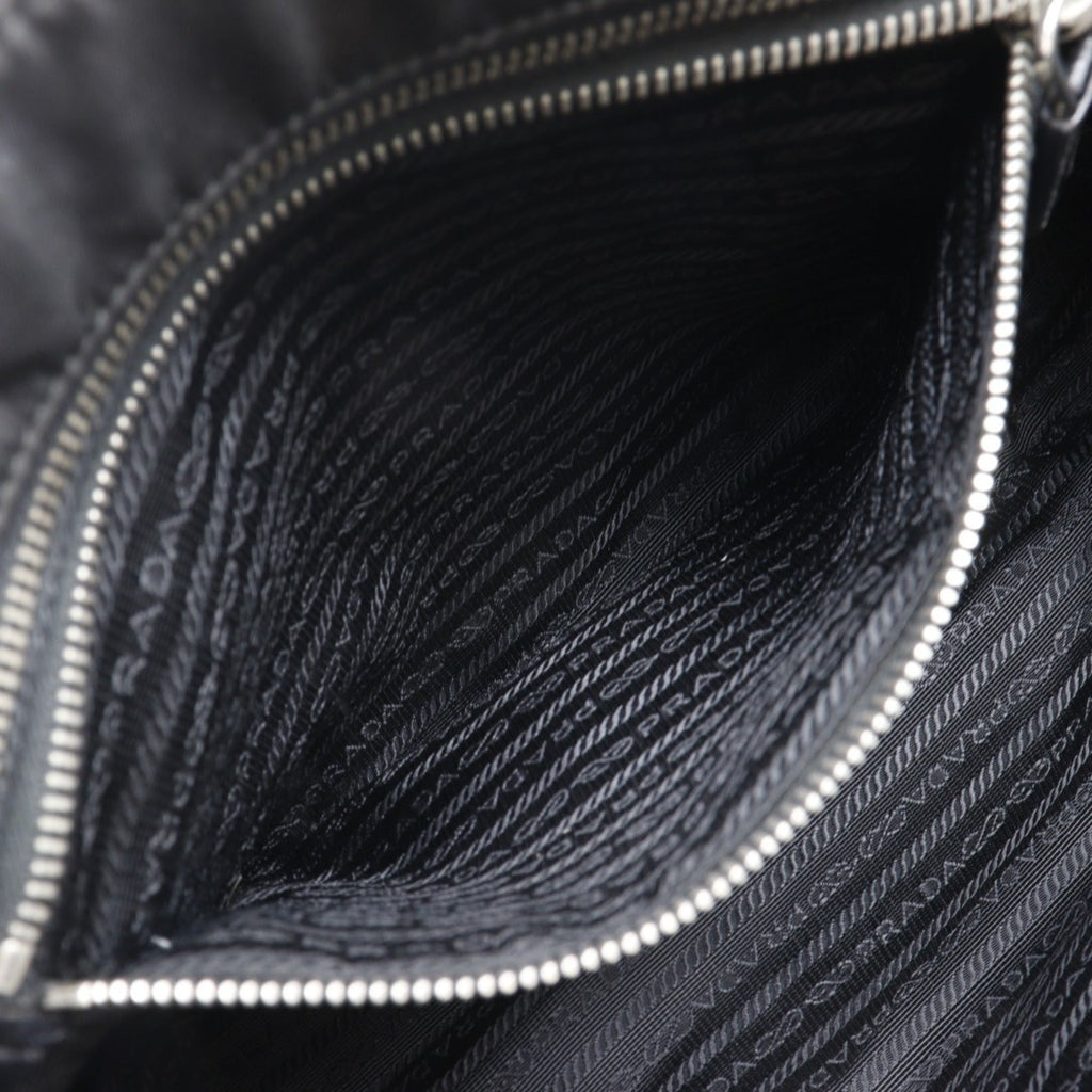 Prada Black Nero Nylon Leather Tote Bag