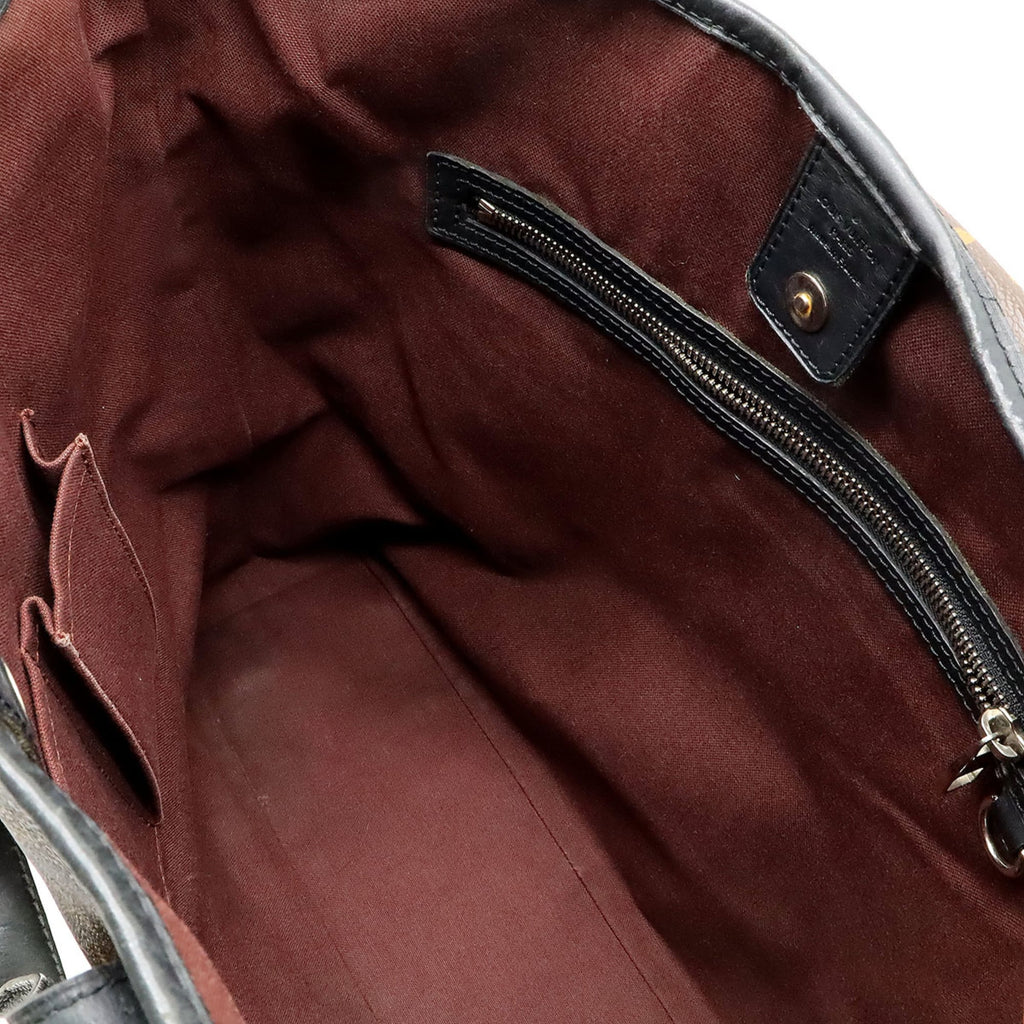 Louis Vuitton Black Brown Monogram Macassar Monogram Pvc Coated Canvas Leather Shoulder Bag Tote Bag
