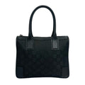 Gucci Black Canvas Leather Boston Bag Handbag Tote Bag (Pre-Owned)