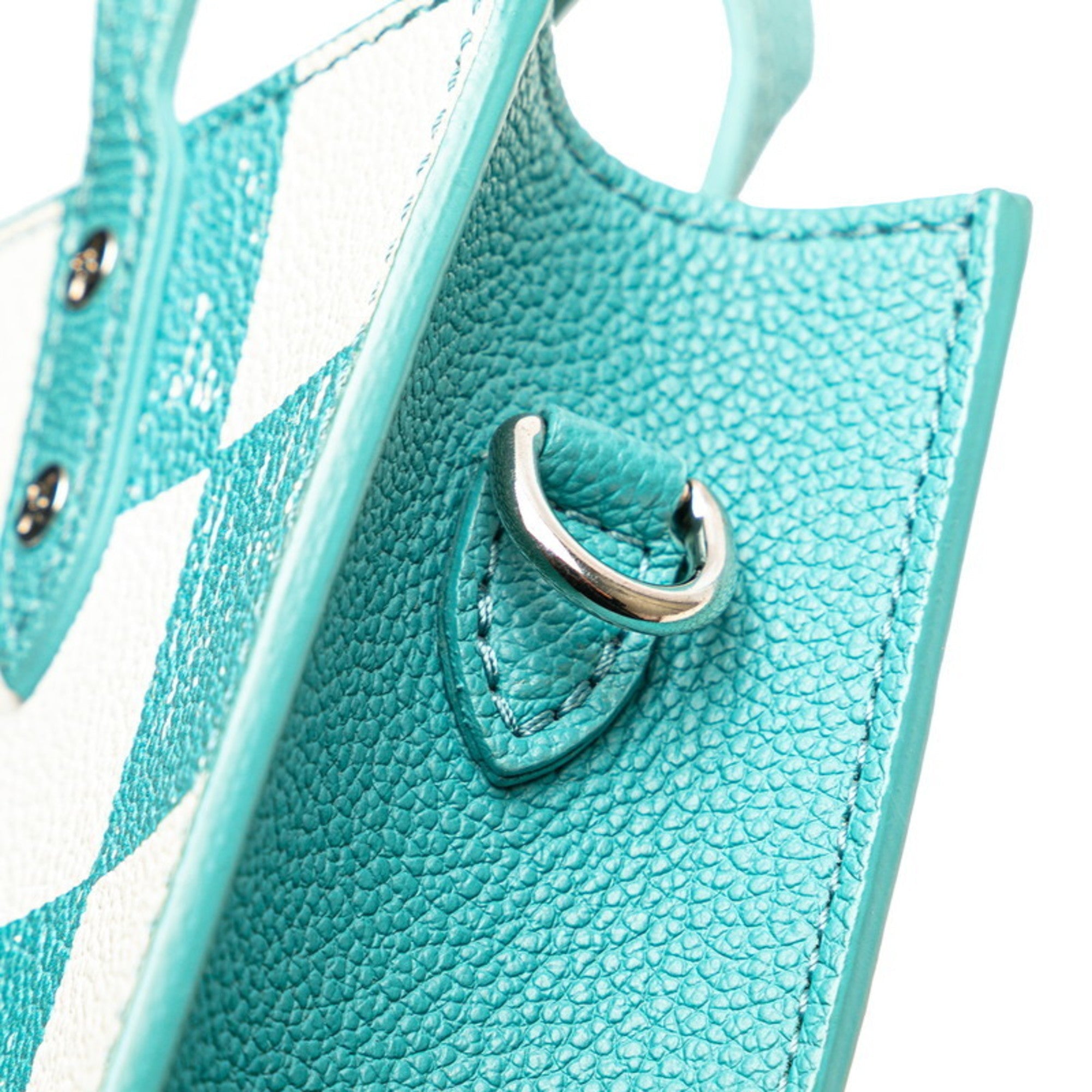 Louis Vuitton Damier Turquoise White Cuir Ombre Leather Handbag Shoulder Bag