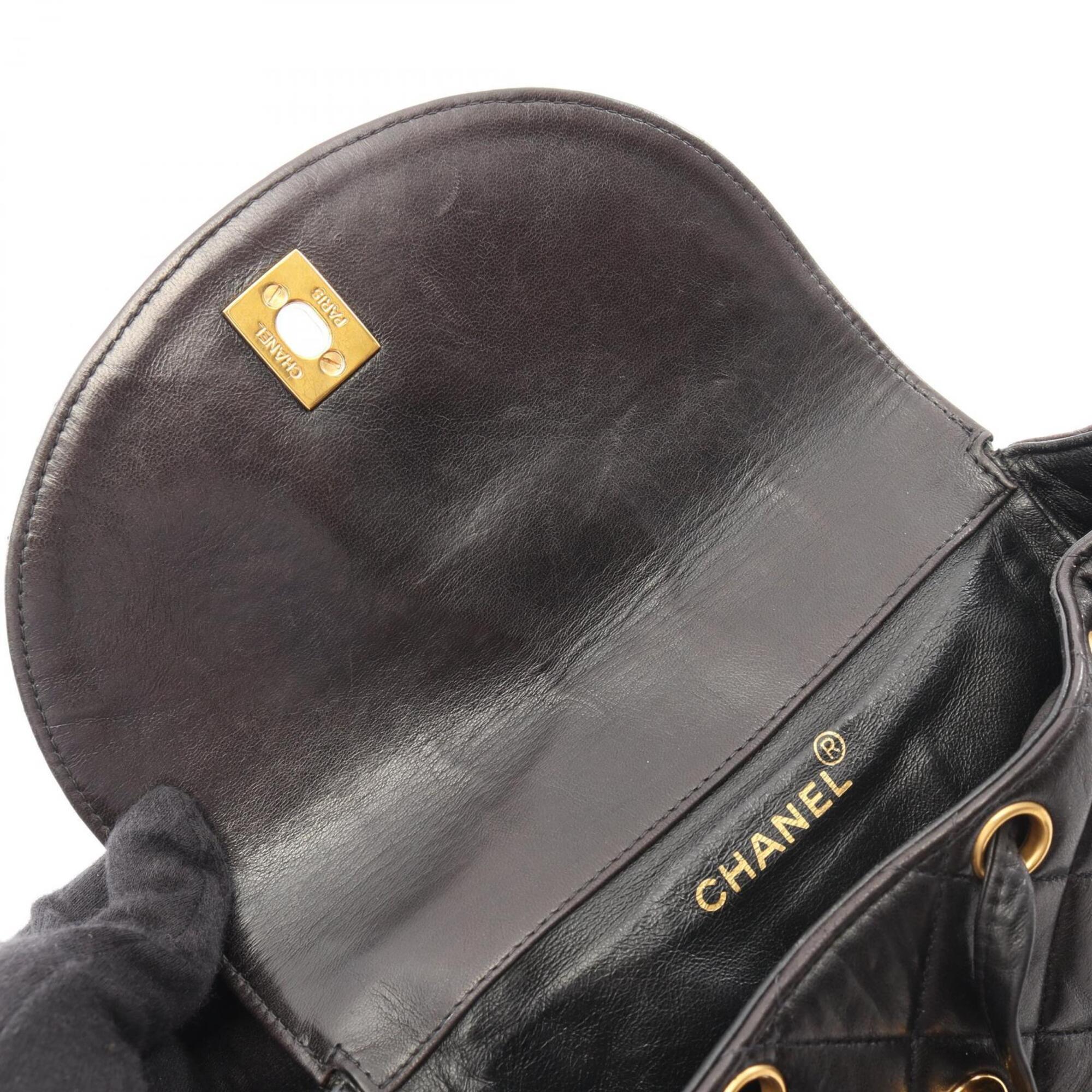 Chanel Black Leather Backpack Handbag