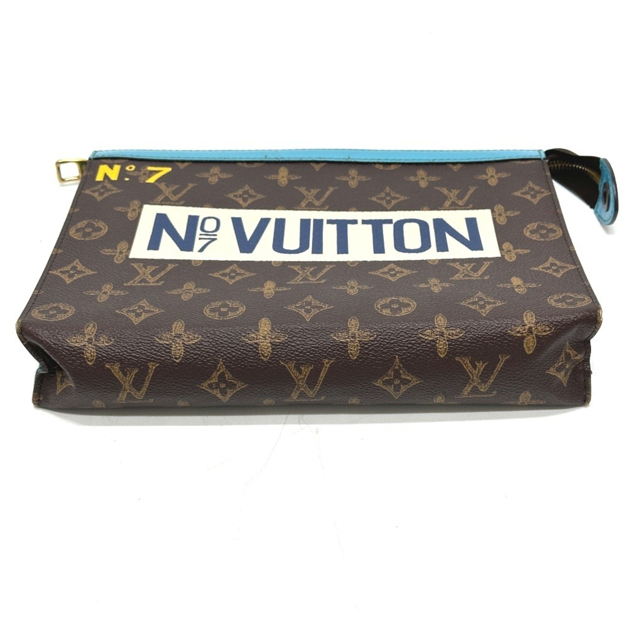 Louis Vuitton Blue Brown Monogram Clutch Bag Pochette