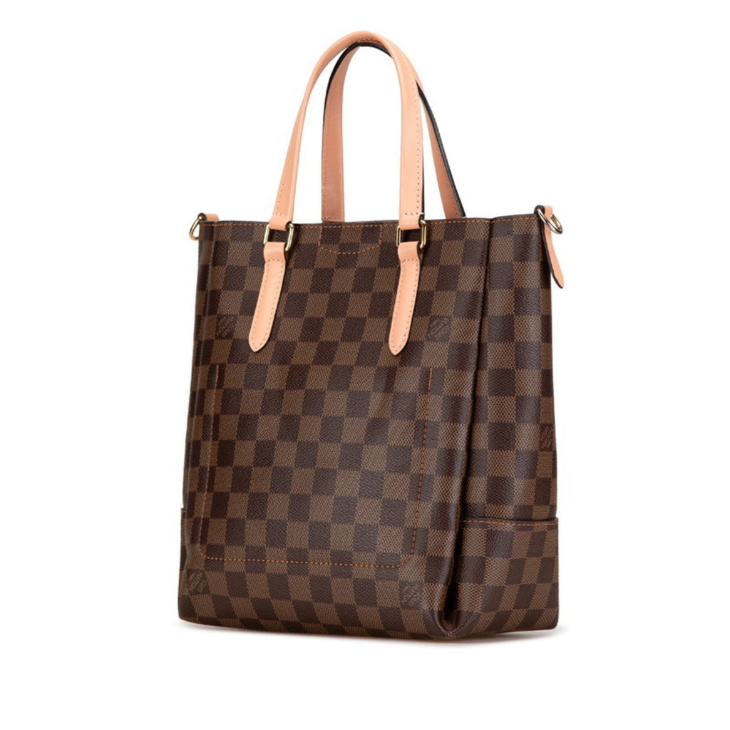 Louis Vuitton Brown Damier Canvas Pink Pvc Leather Shoulder Bag Tote Bag
