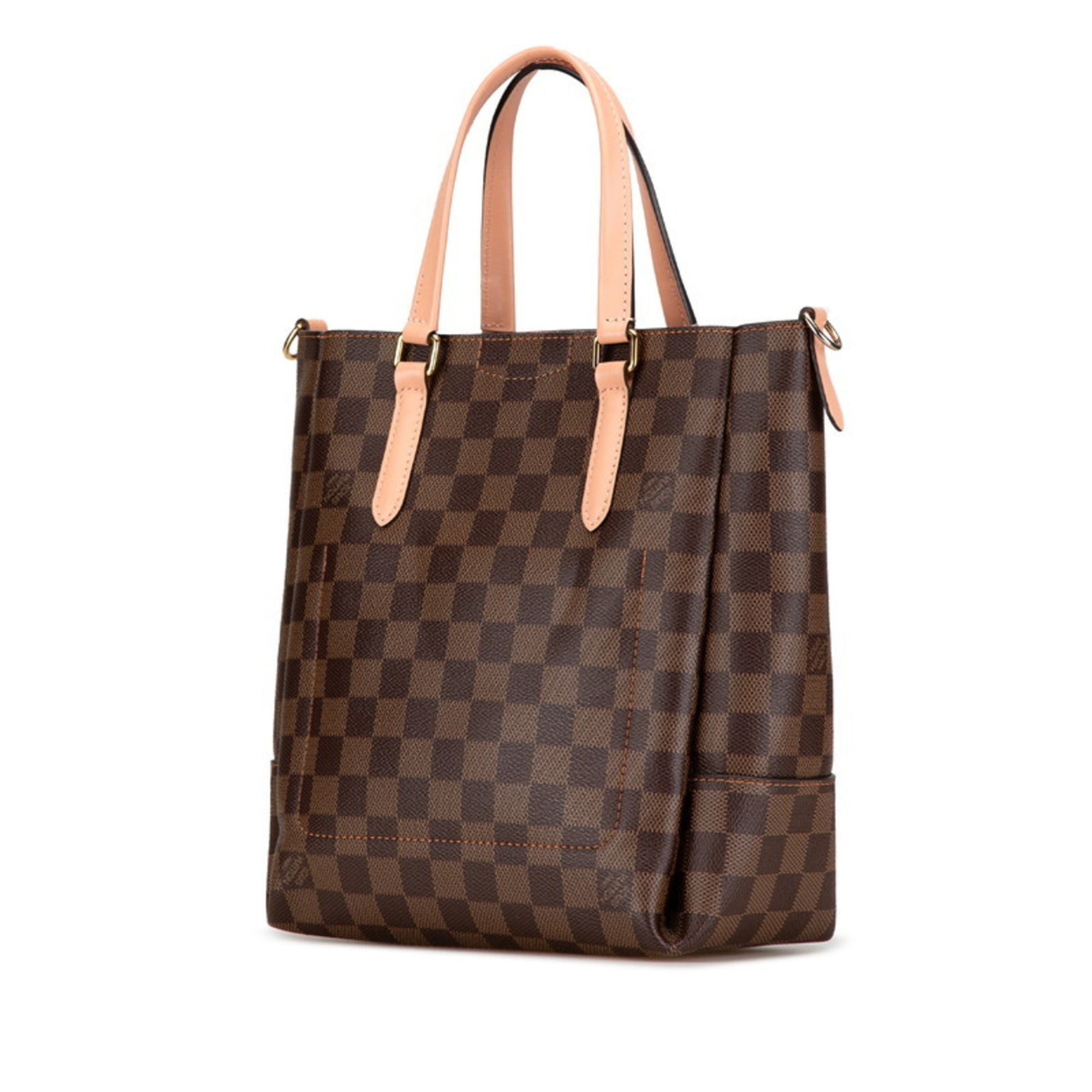 Louis Vuitton Brown Damier Canvas Pink Pvc Leather Shoulder Bag Tote Bag