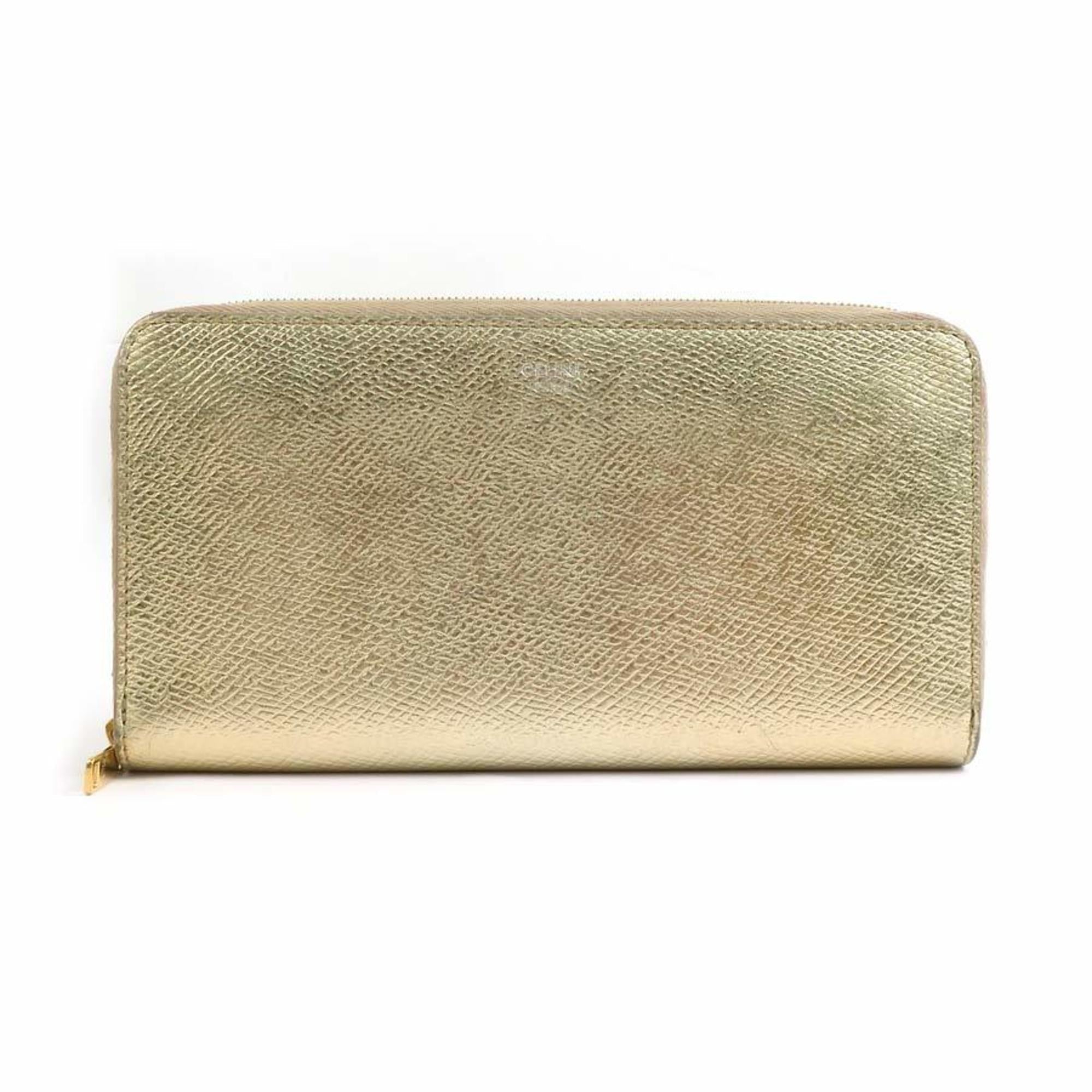 Celine Gold Leather Long Wallet (Bi-Fold)
