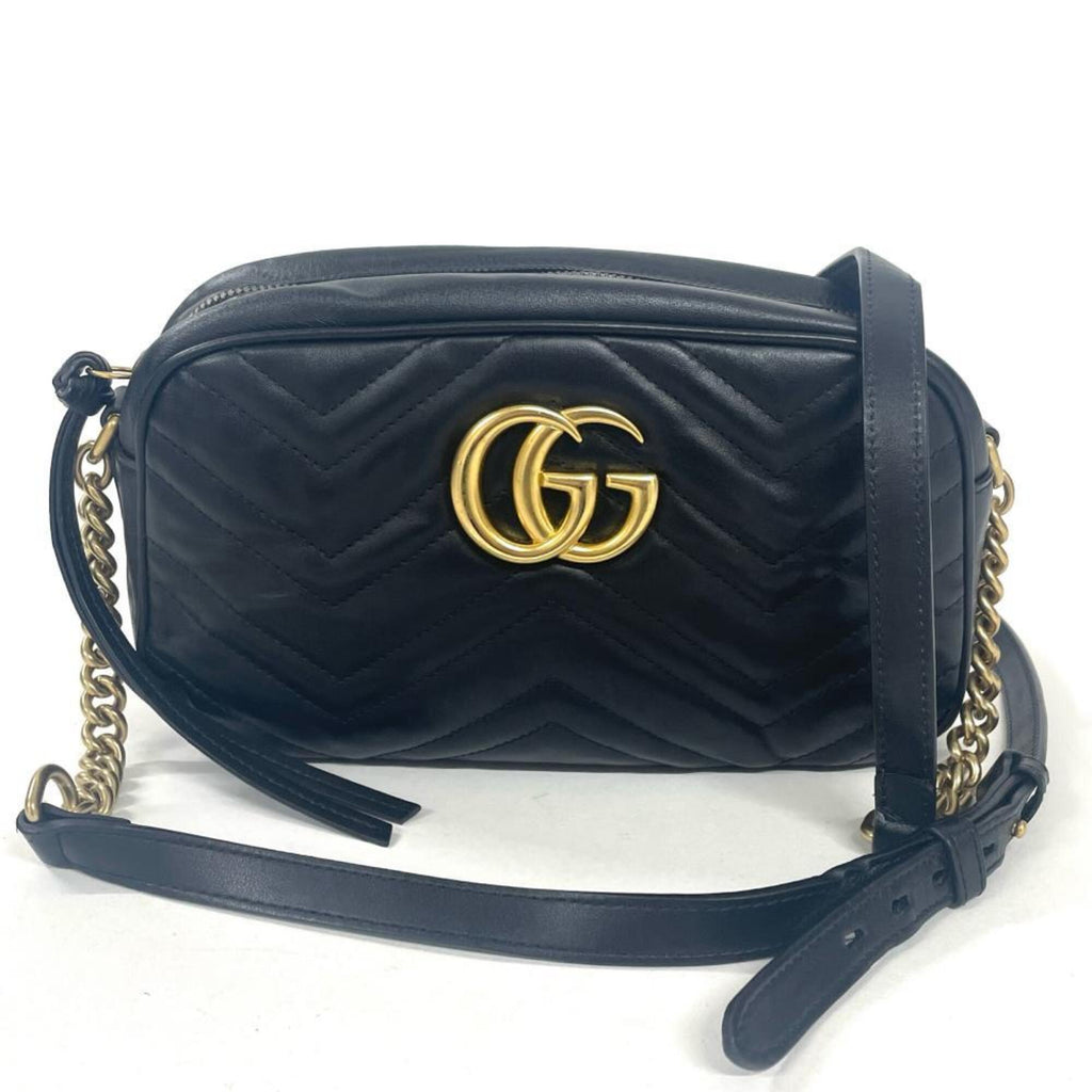 Gucci Gg Marmont Black Leather Shoulder Bag (Pre-Owned)