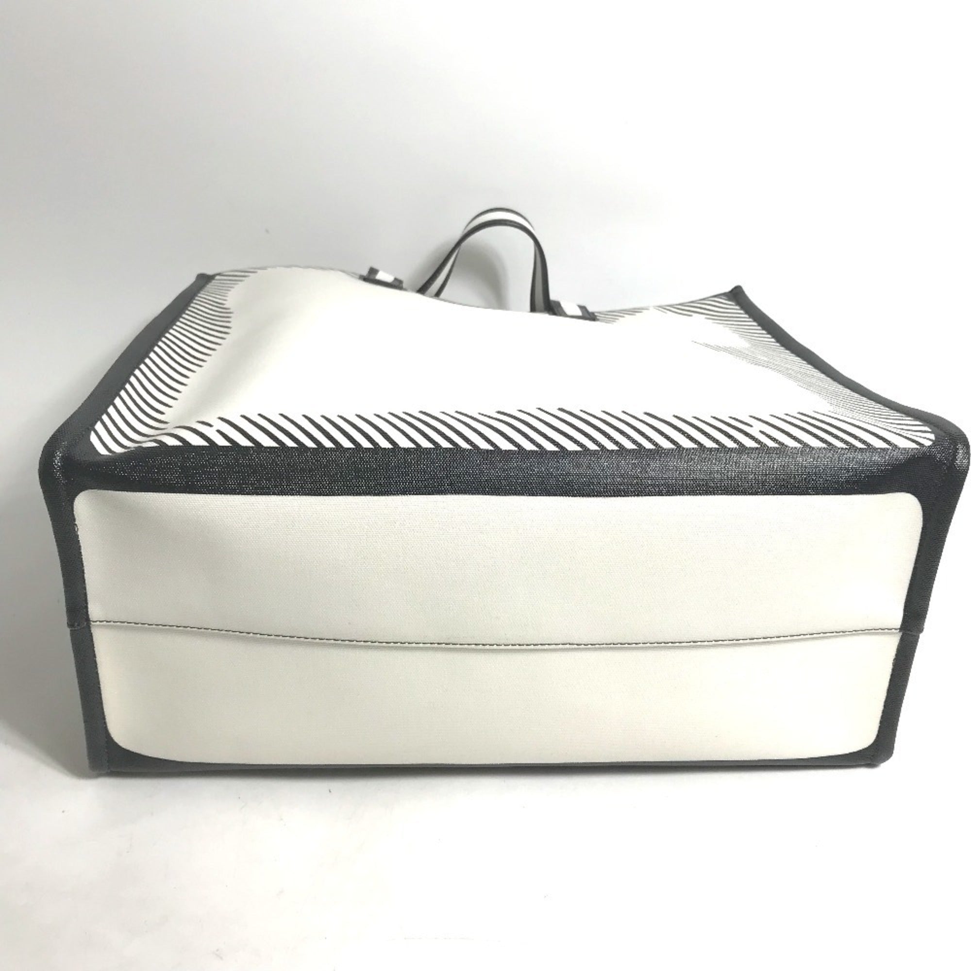 Fendi Black White Coated Canvas Handbag Tote Bag