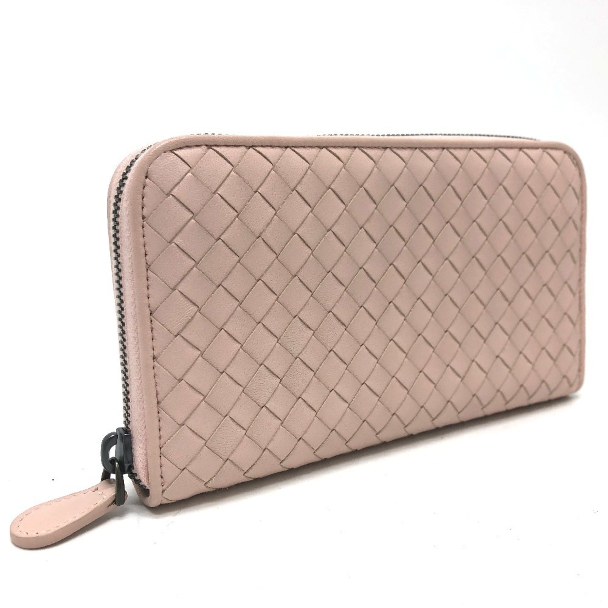 Bottega Veneta Pink Intrecciato Long Wallet (Bi-Fold)