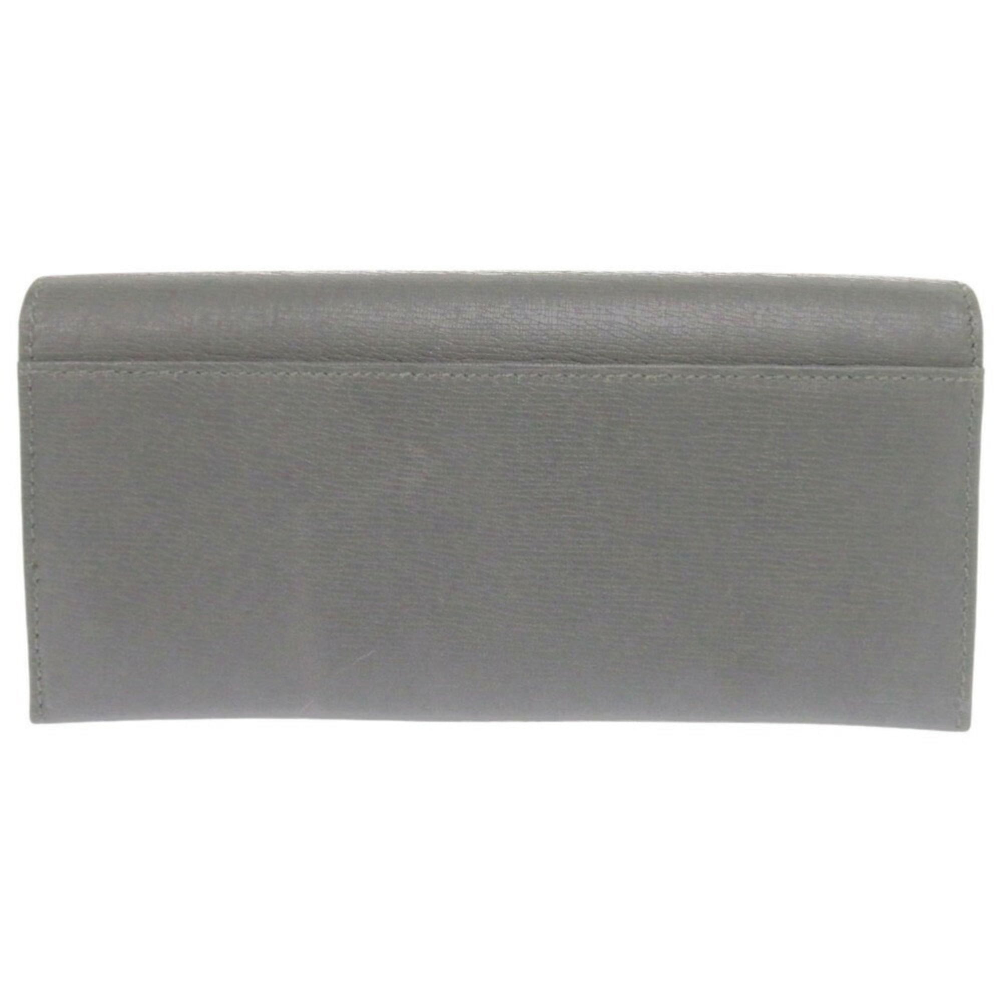 Gucci Gray Leather Long Wallet (Bi-Fold) (Pre-Owned)