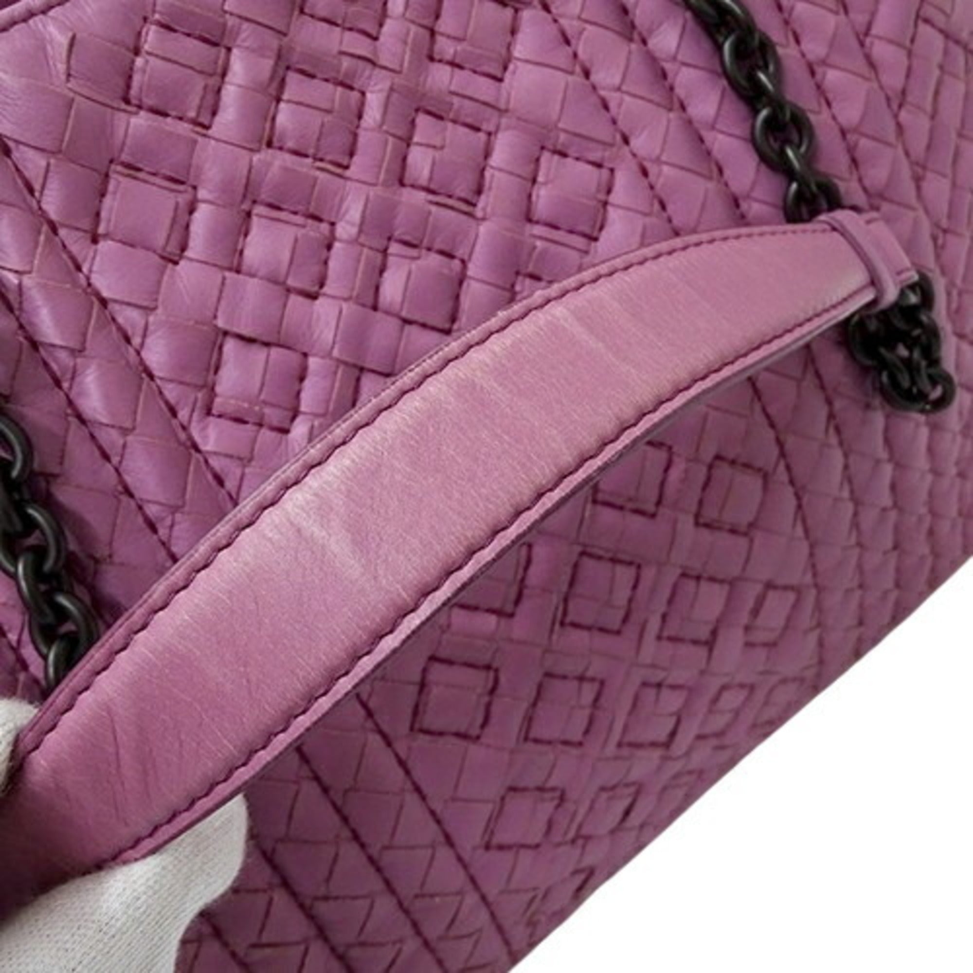 Bottega Veneta Pink Purple Leather Tote Bag