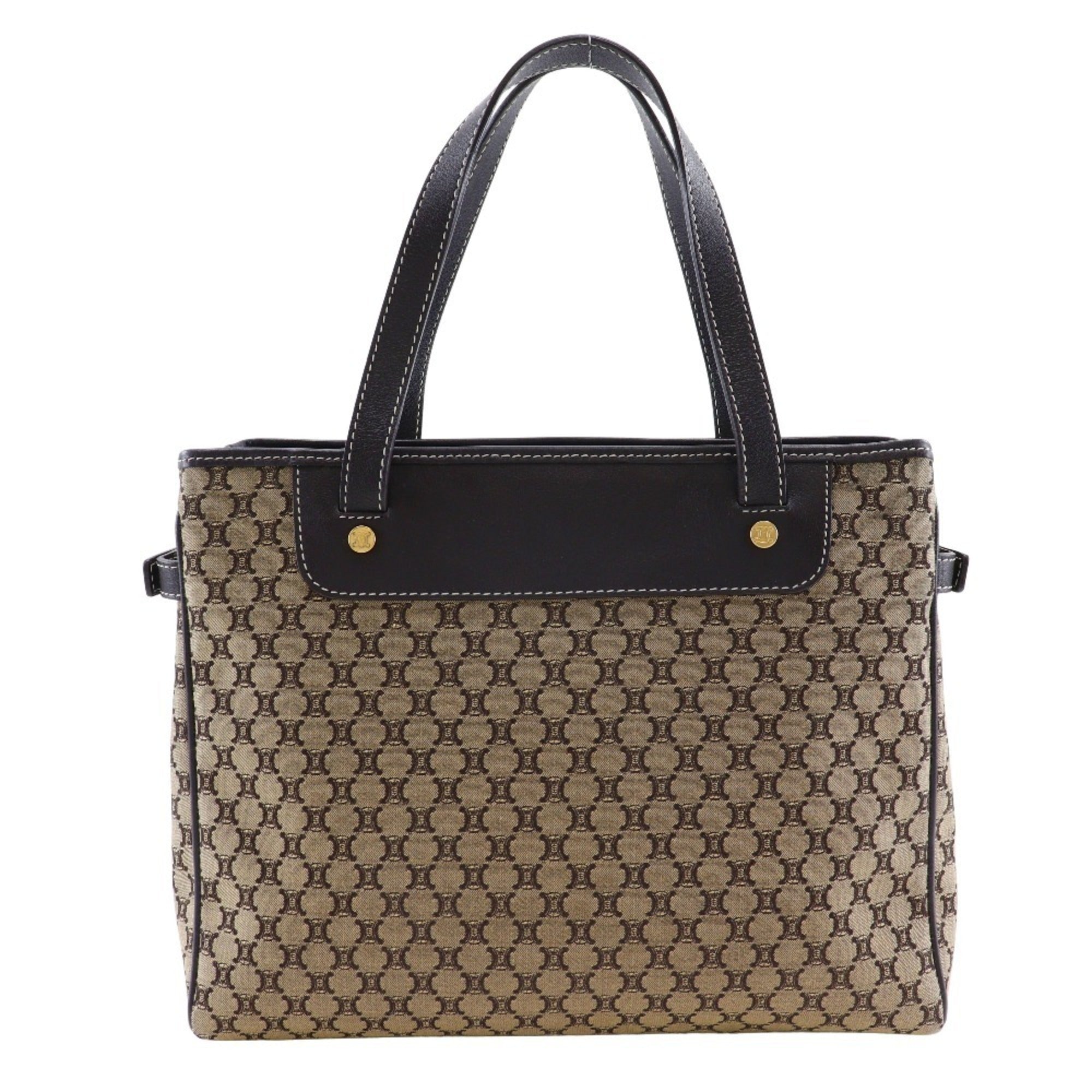 Celine Macadam Brown Canvas Leather Handbag
