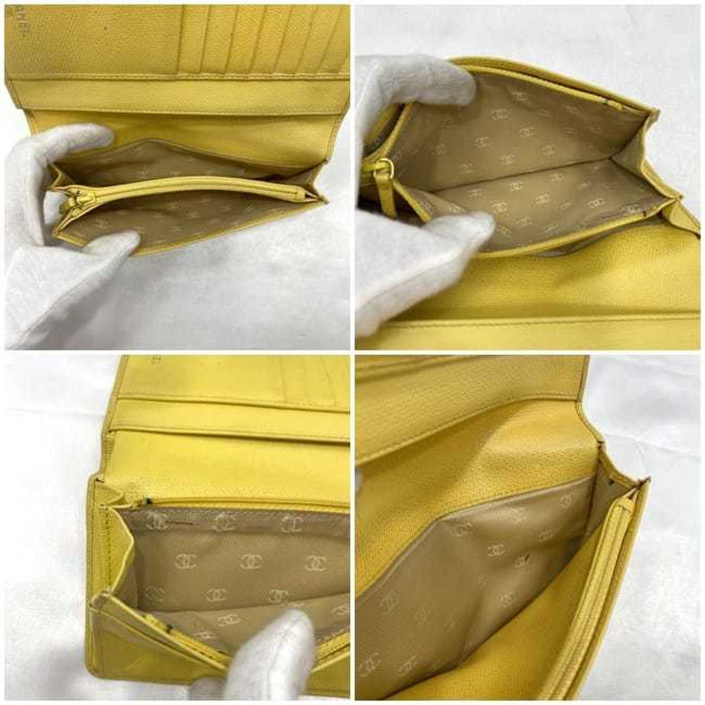 Chanel Yellow Leather Long Wallet (Bi-Fold)