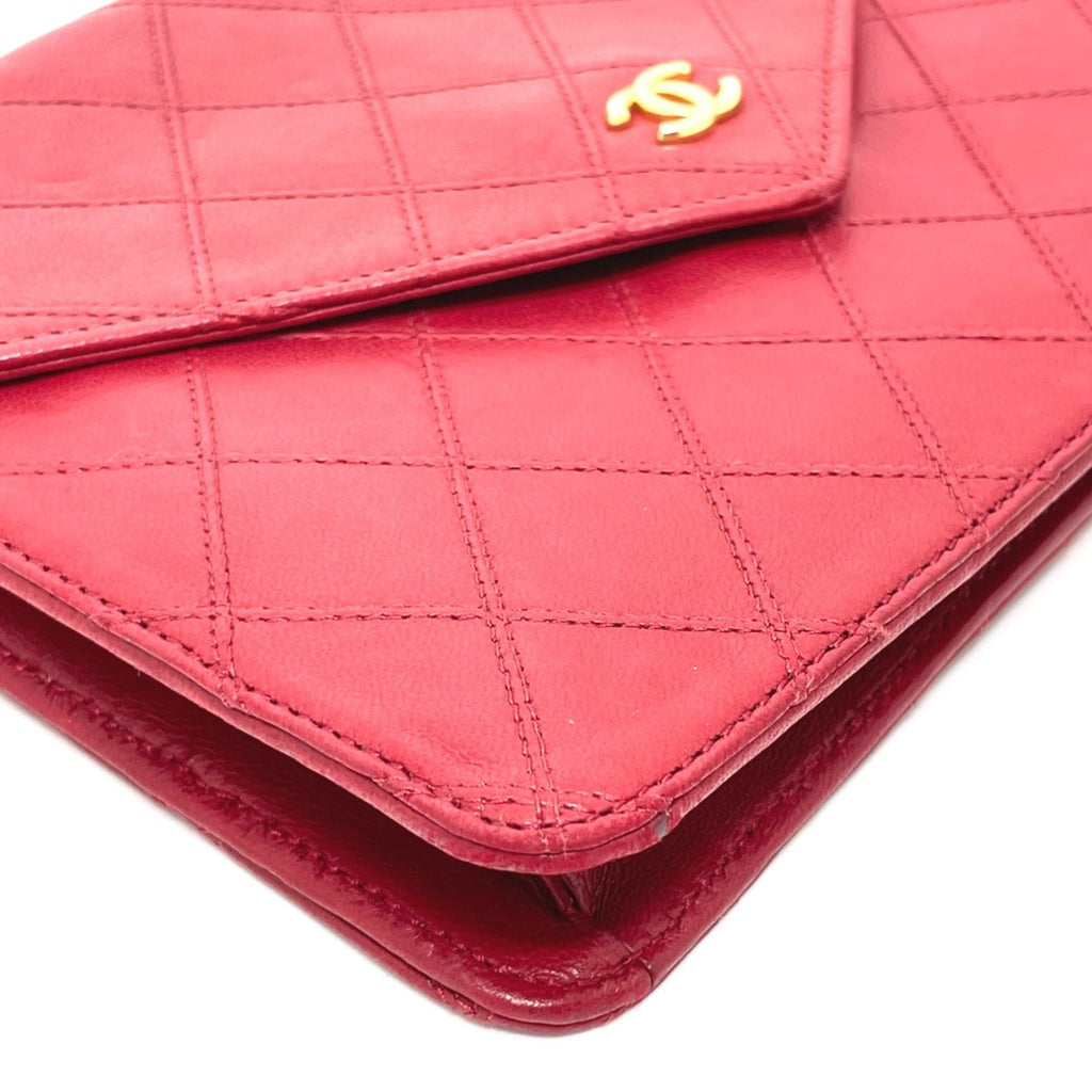 Chanel Red Leather Shoulder Bag